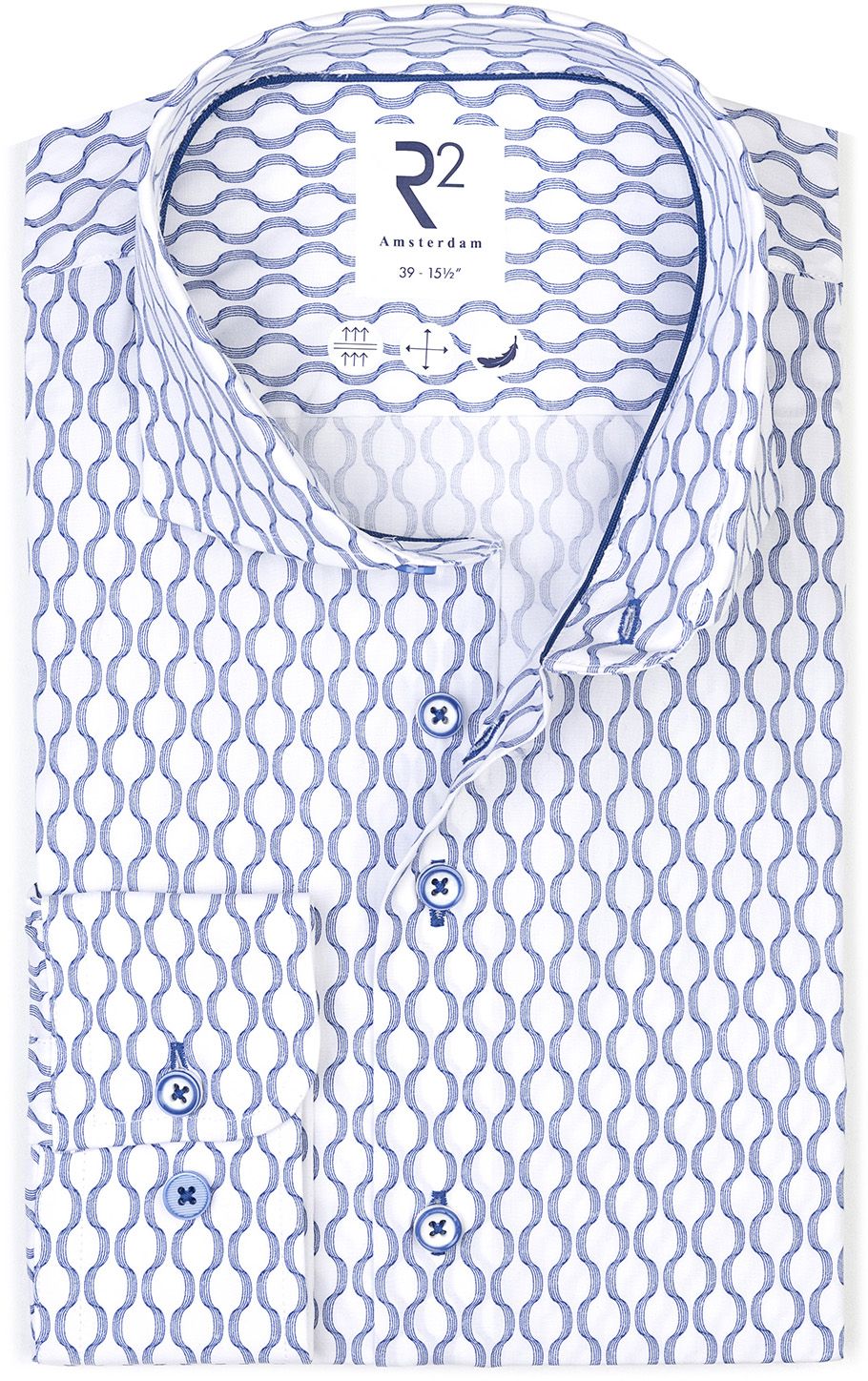 R2 Poplin Shirt Print Blue 128.WSP.079-014 order online | Suitable