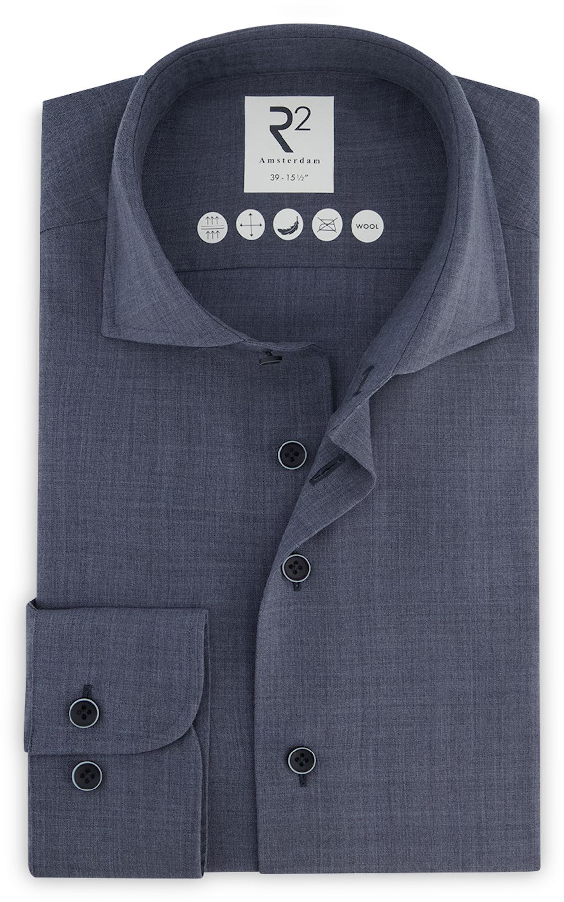 R2 Wool Shirt Blue 122.WSP.008-014 order online | Suitable
