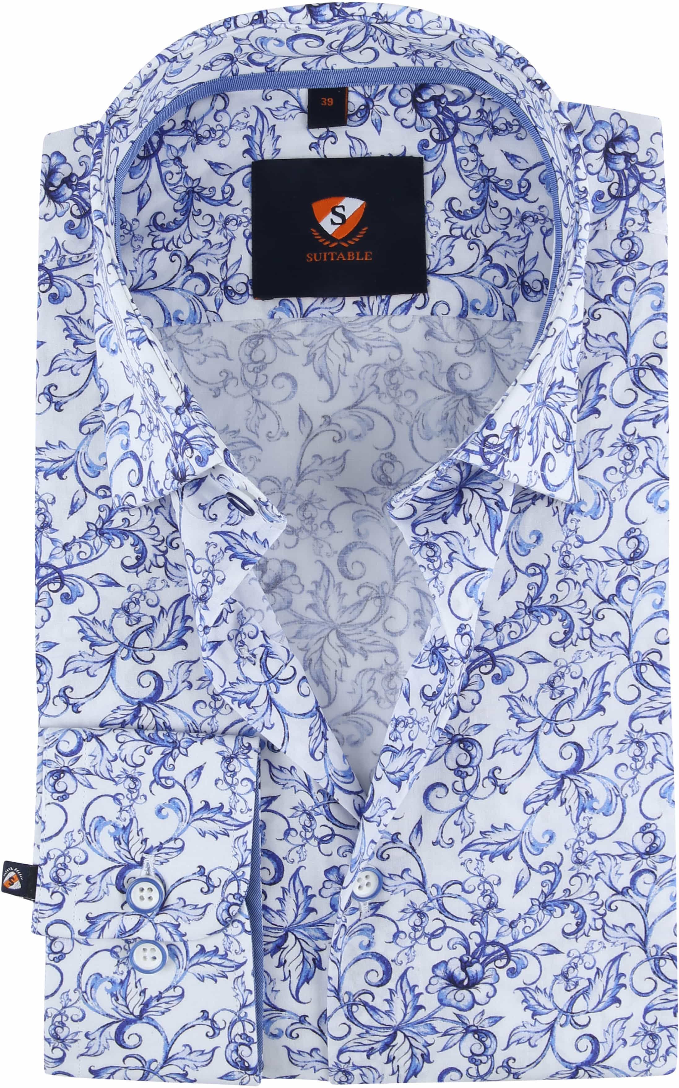 Suitable Chemise HBD Fleurs Encrées Bleu taille 38