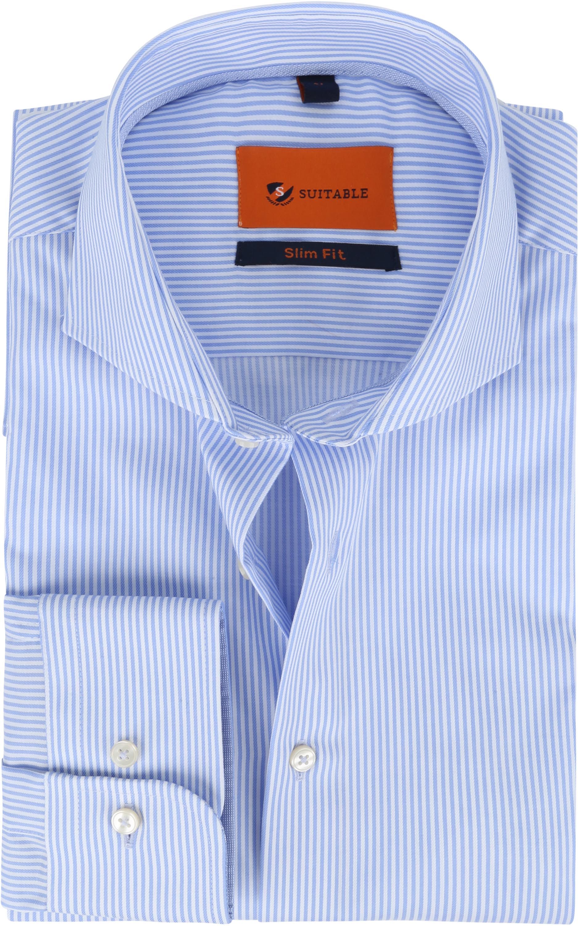 Suitable Shirt Stripes Light Blue size 15 3/4