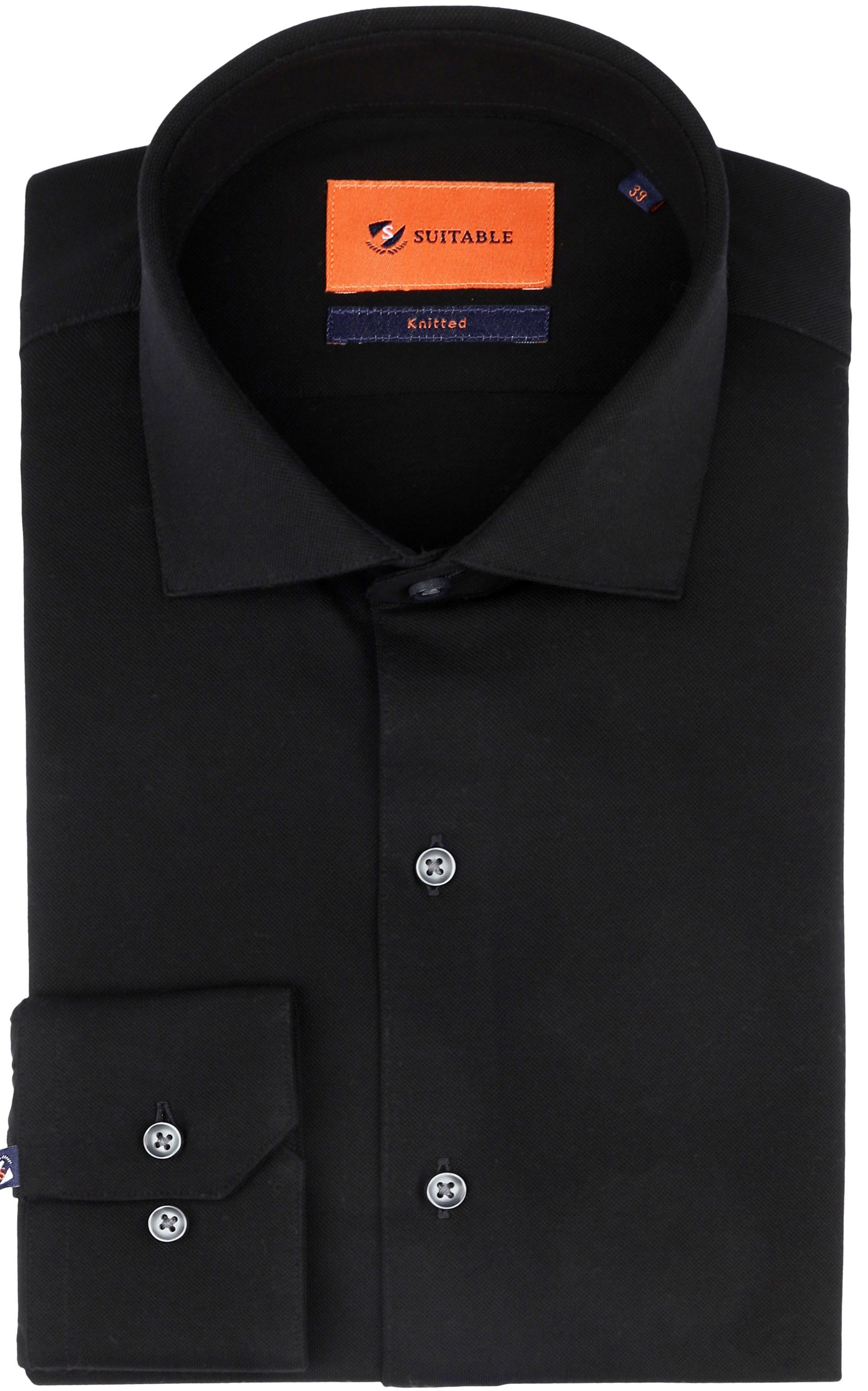 Suitable Overhemd Knitted Pique Zwart KN11-02 Pique Black kopen | Suitable