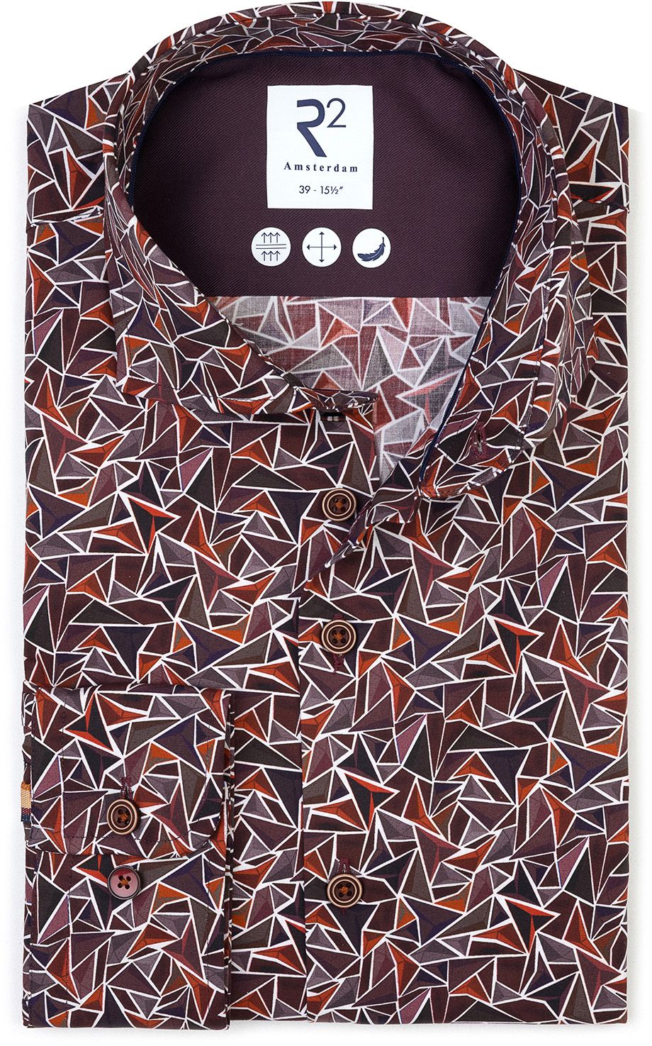 R2 Shirt Poplin Triangle Print Bordeaux order online | 130.WSP.041-080 | Suitable Spain