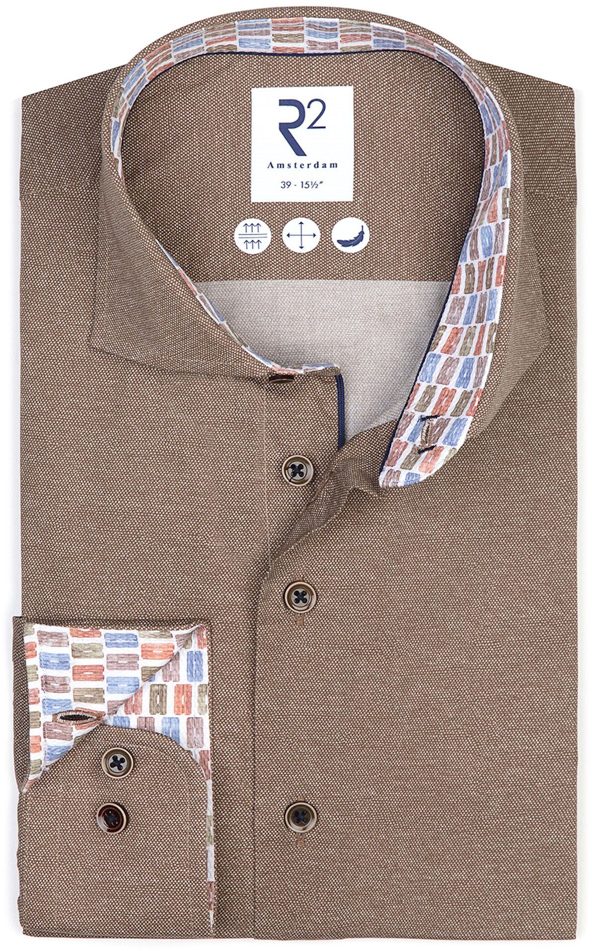 R2 Shirt Melange Brown 122.WSP.037-041 order online | Suitable