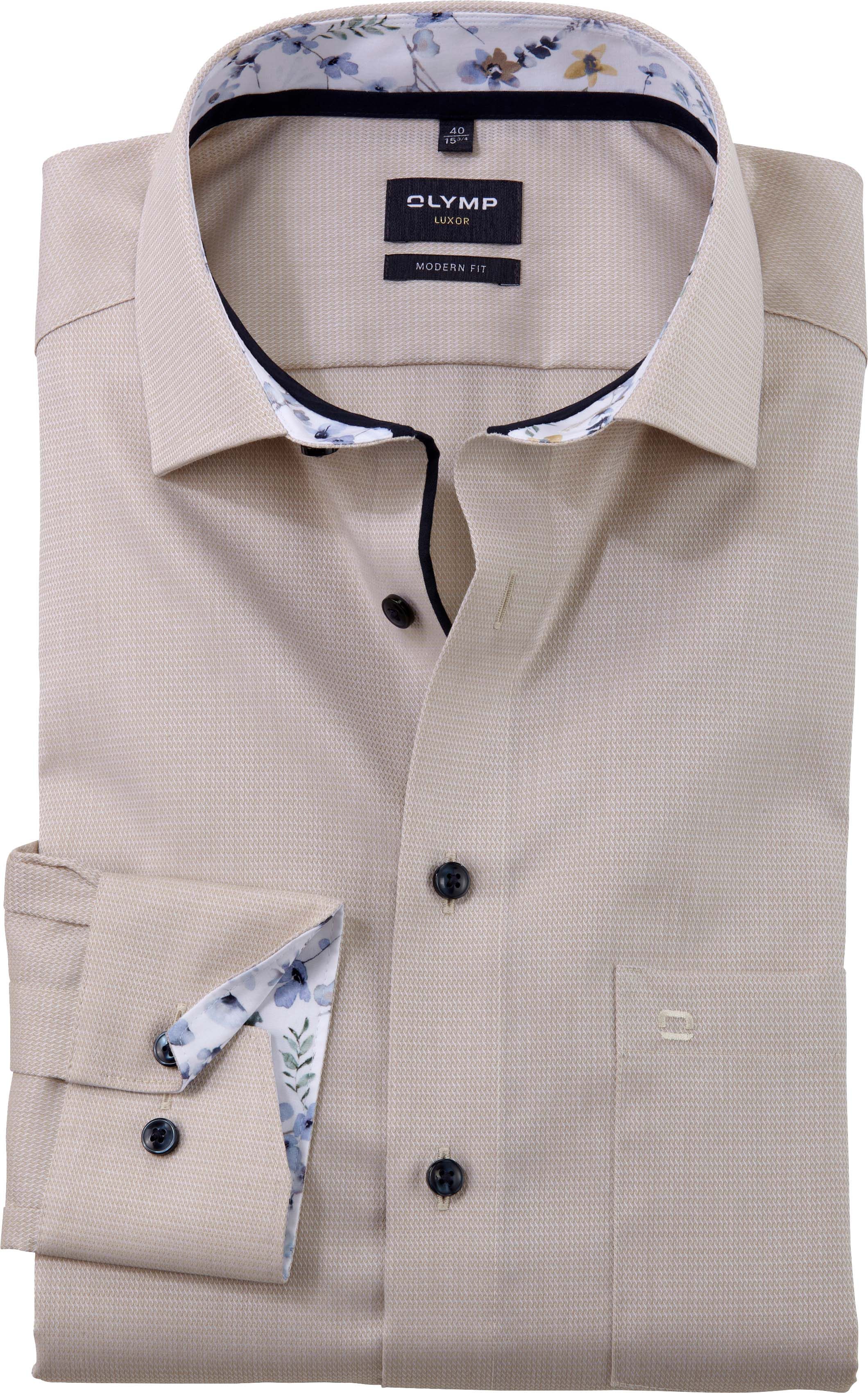 Olymp Luxor Shirt Structure Beige  120674-22 order online | Suitable