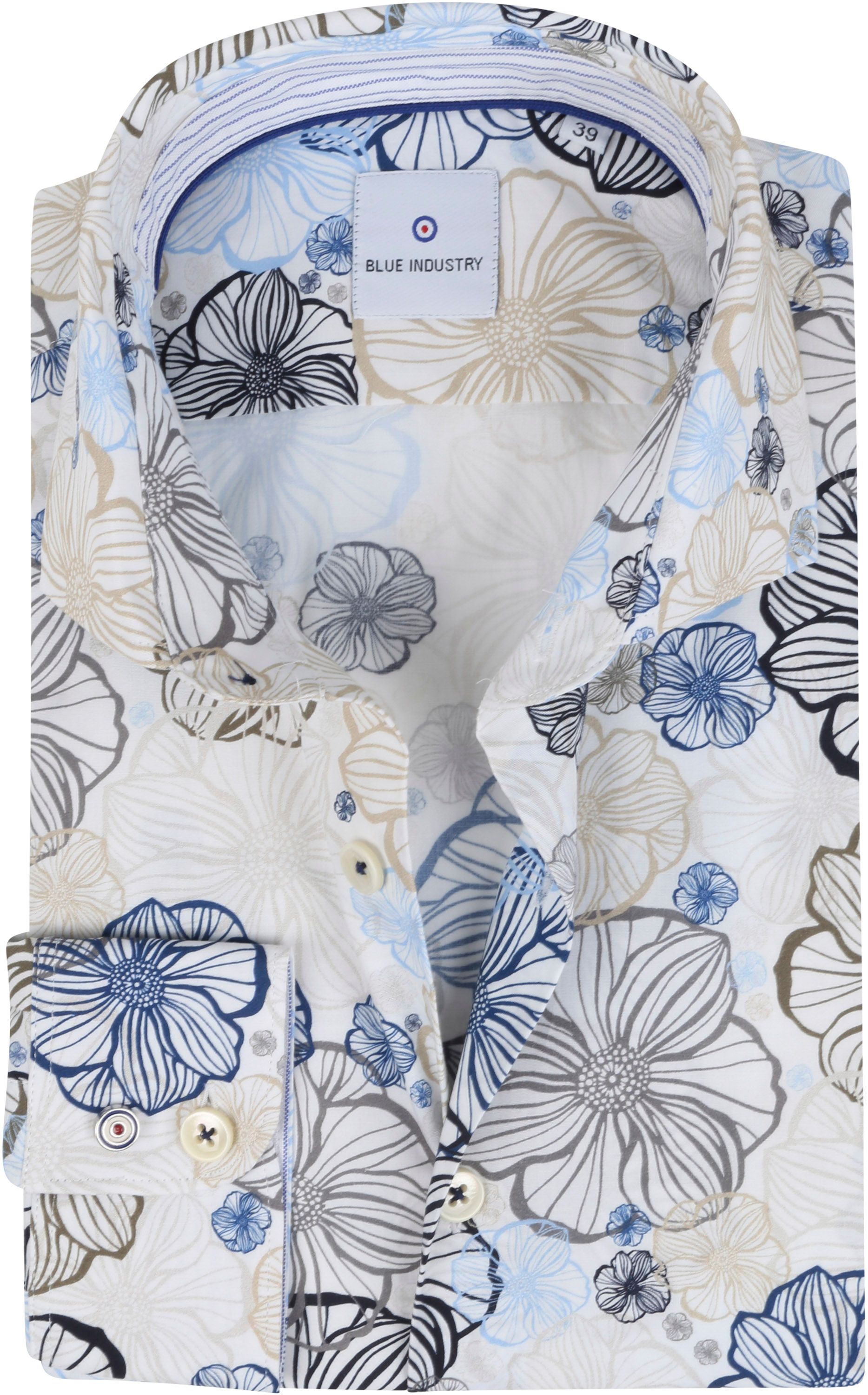 Industry Shirt Beige Flowers Blue Multicolour size 15
