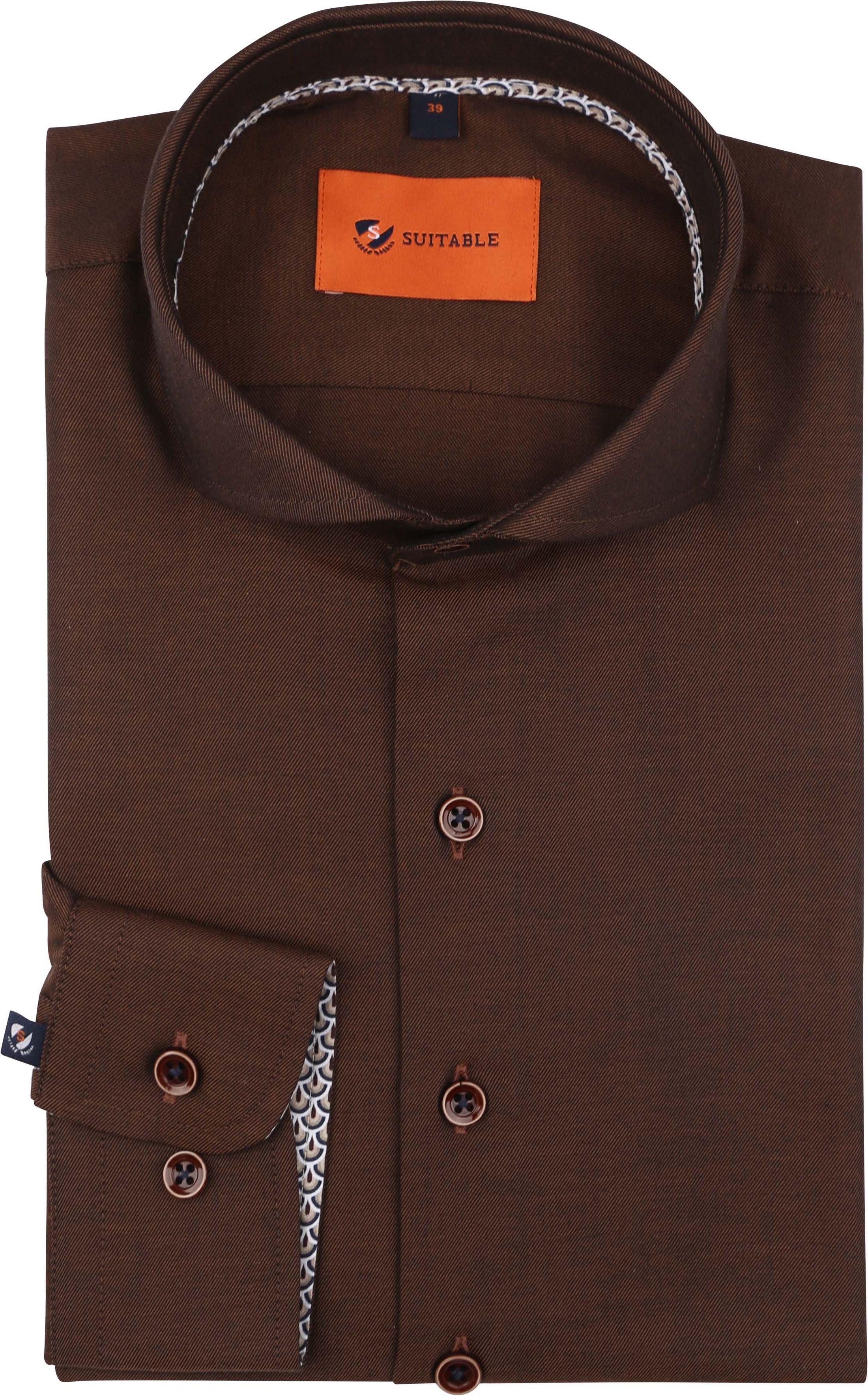 Suitable Twill Overhemd Bruin 266-5 kopen | Suitable