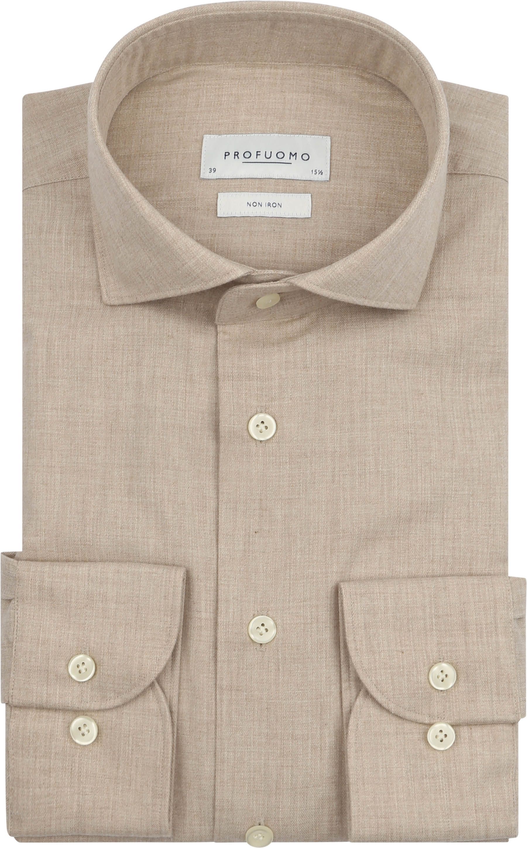 Profuomo Hemd Peached Twill Flanel Beige kopen | Suitable