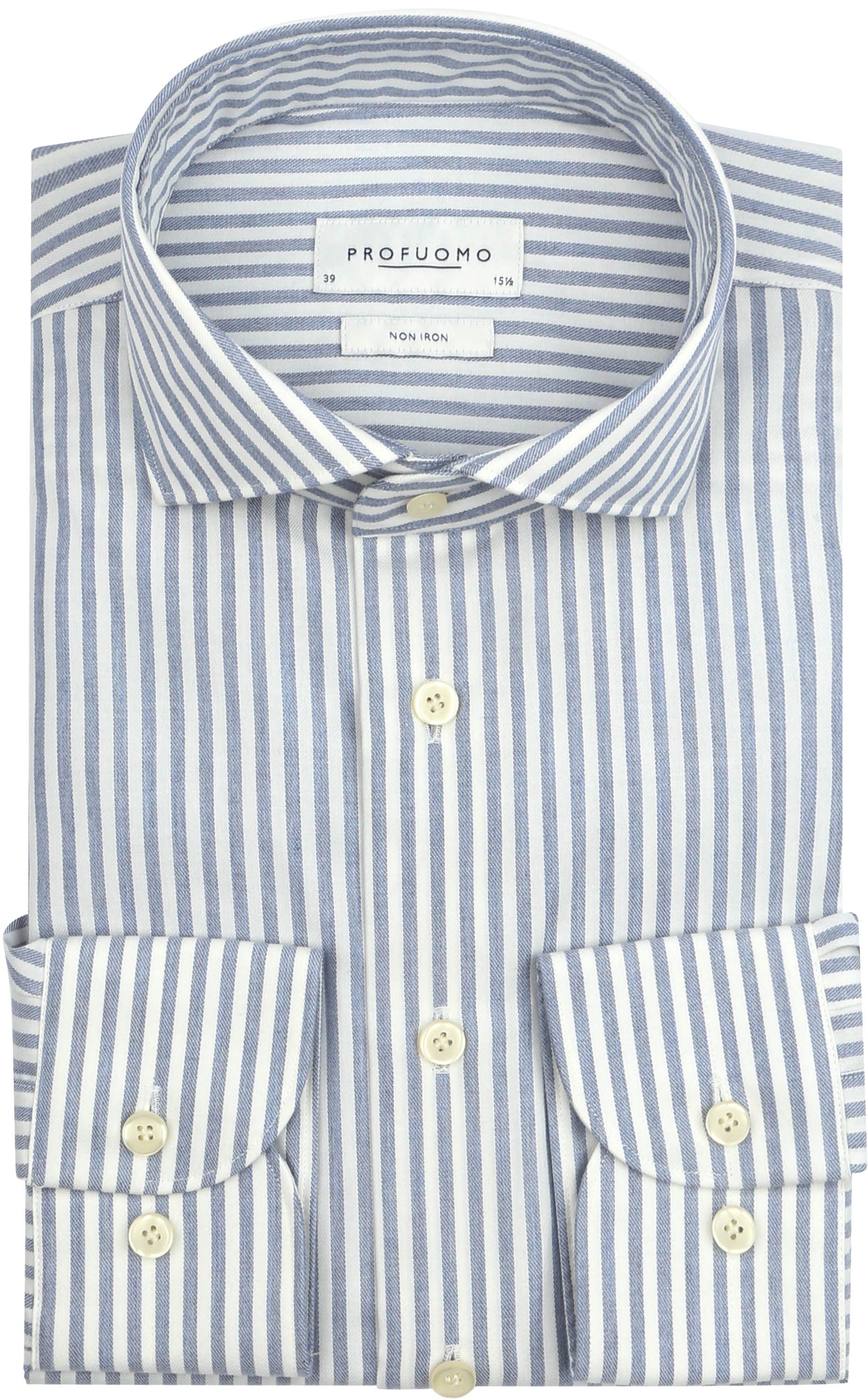 Profuomo Hemd Peached Streifen Flanell Blau PPWH30007A-M kaufen | Suitable