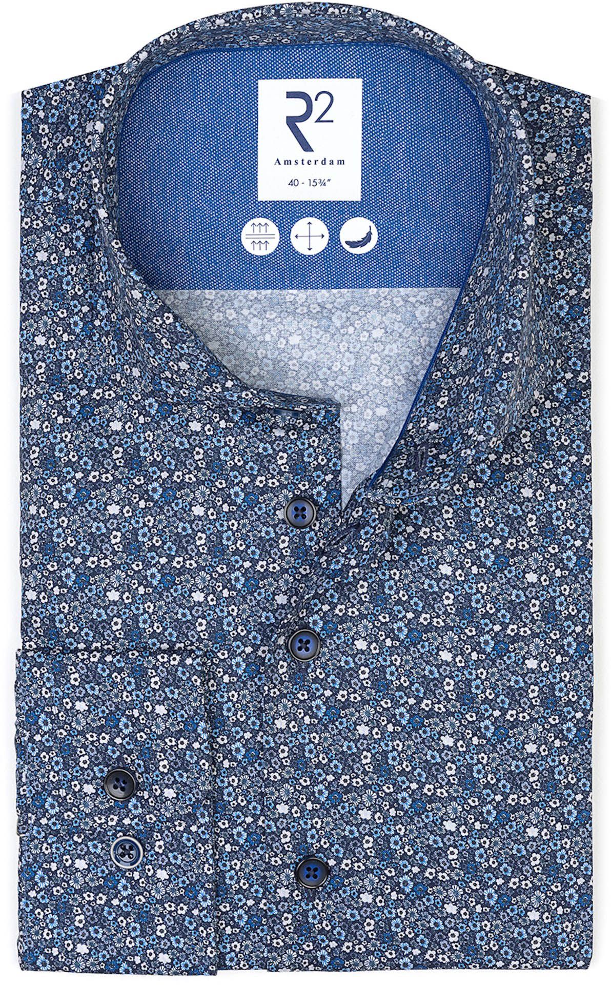 R2 Overhemd Bloemen Blauw 126.WSP.064-014 kopen | Suitable