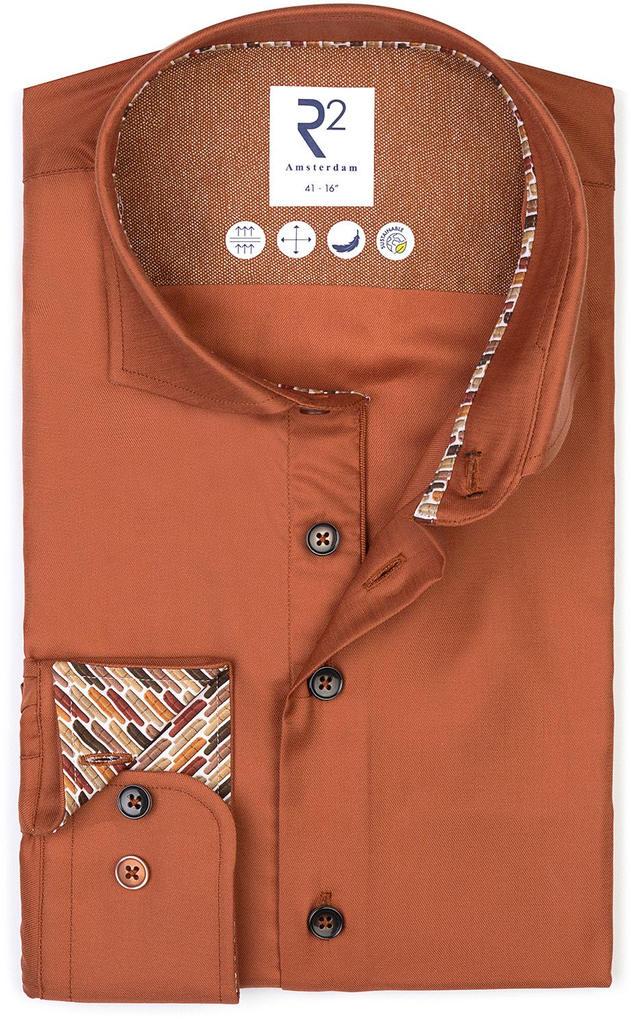 R2 Shirt Fine Twill Orange 126.WSP.049-090 order online | Suitable