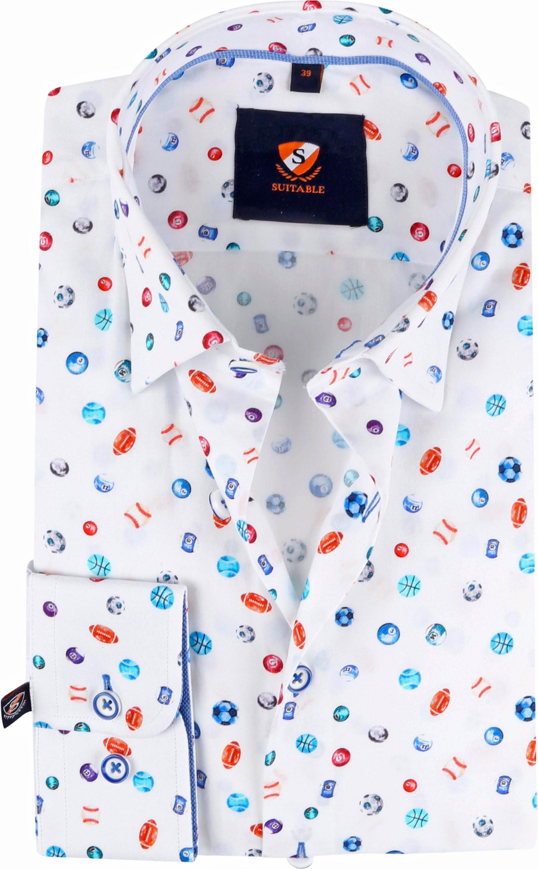 Suitable Twill Chemise des Balles Blanche Blanc Multicoloré taille 39