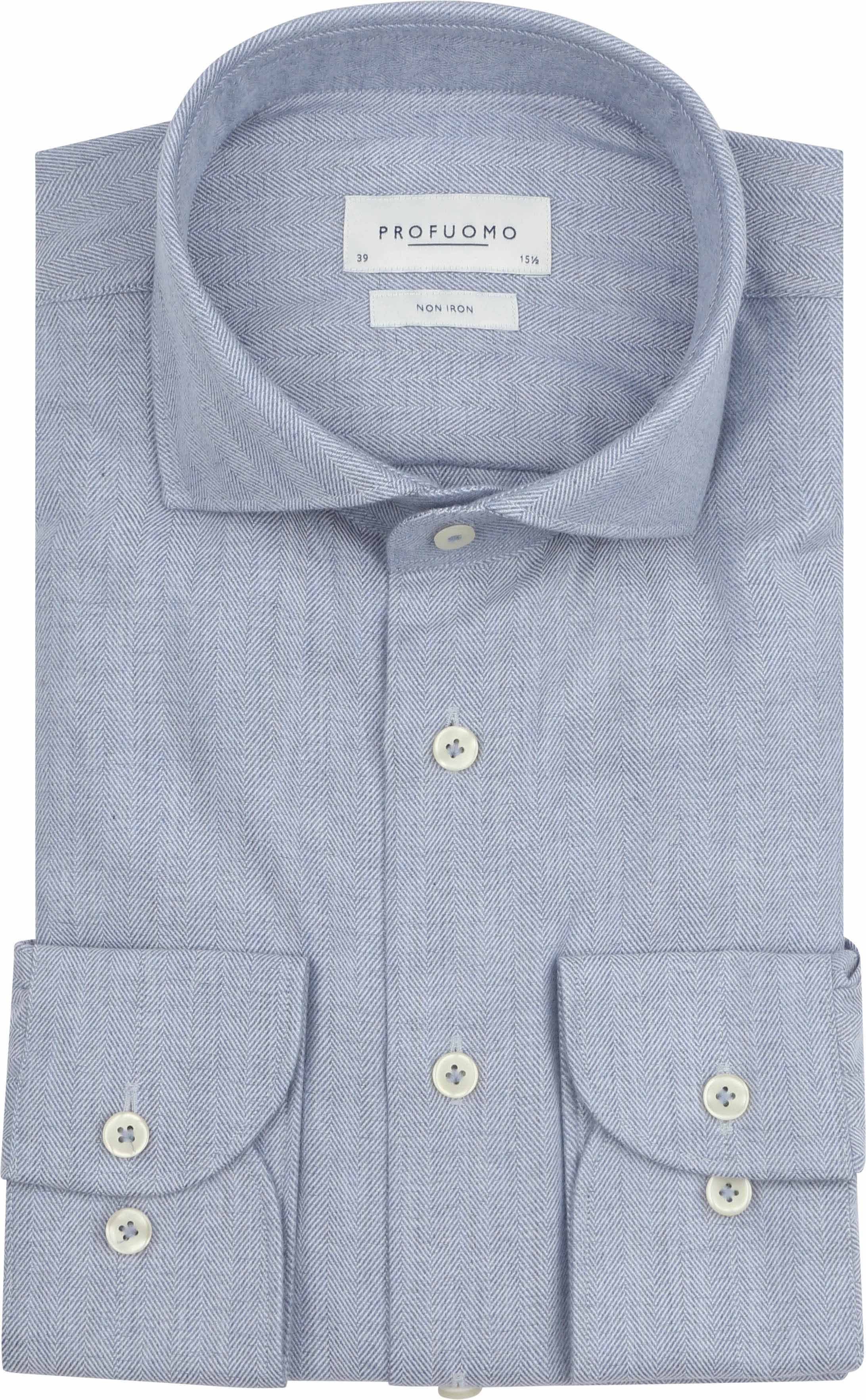 Profuomo Hemd Peached Herringbone Flanell Blau PPWH30006A-M kaufen | Suitable