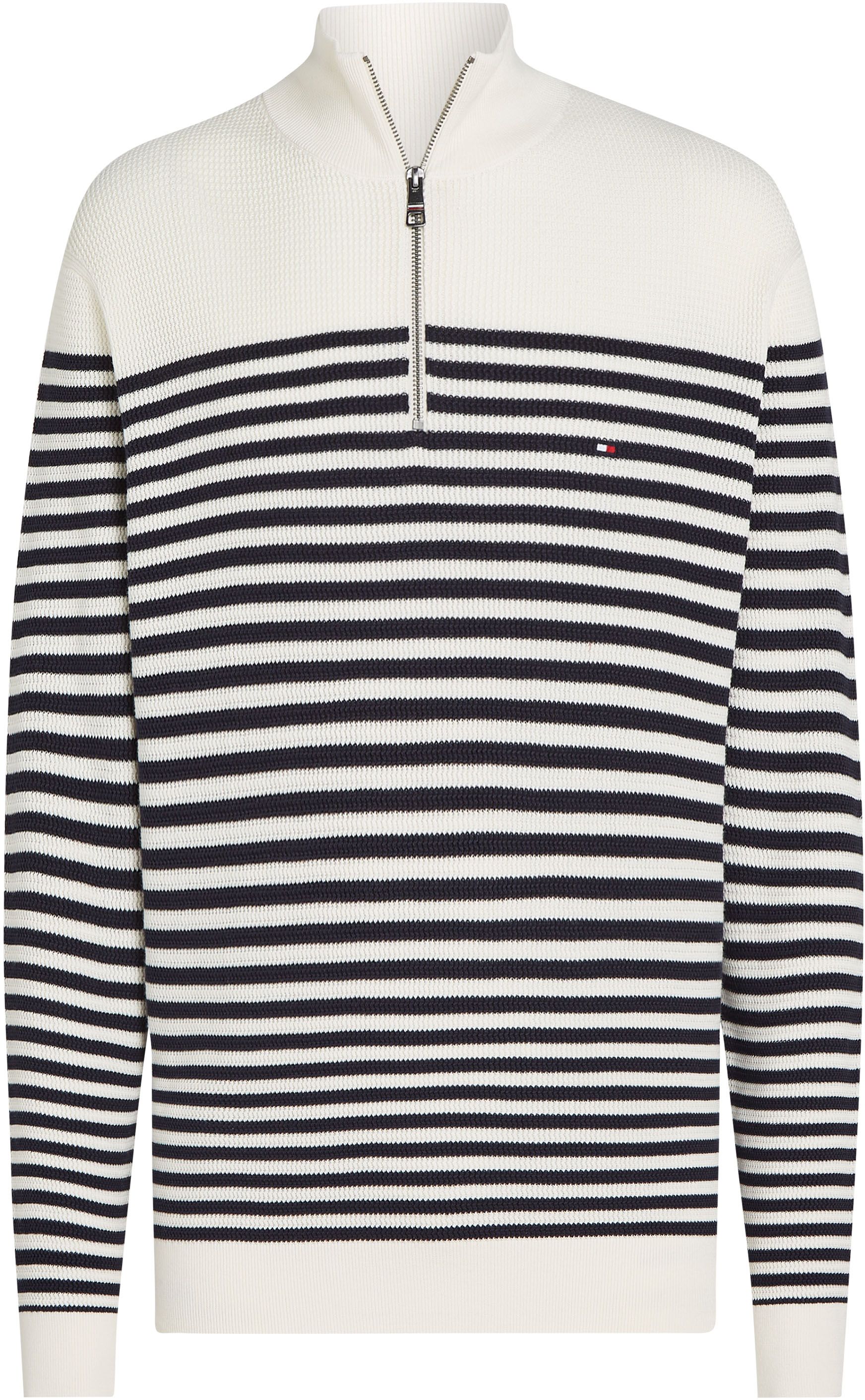 Tommy Hilfiger Racking Half-Zip Structure Stripe White Navy MW0MW38601-0FA order online | Suitable