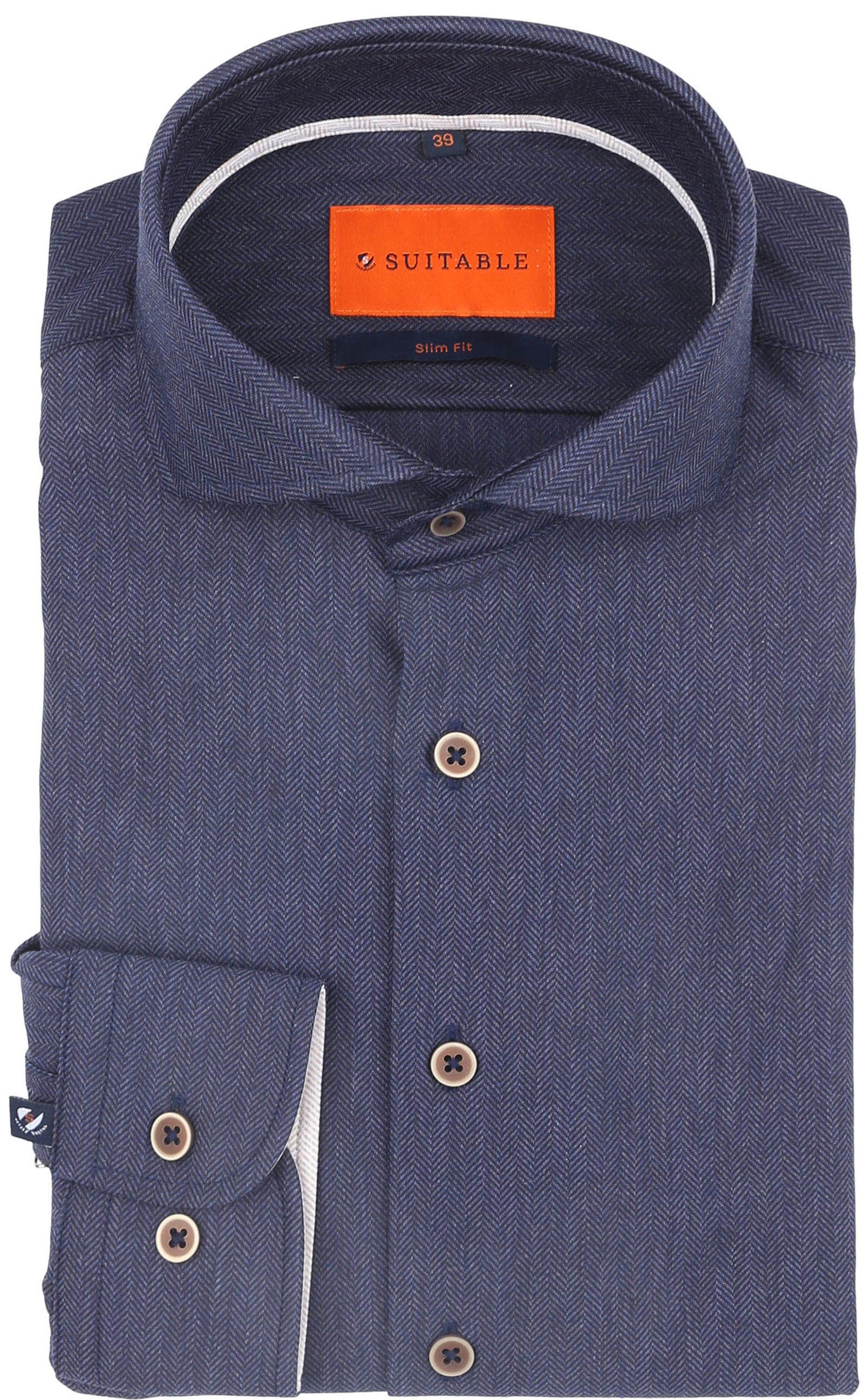 Suitable Herringbone Shirt Navy 284-3 order online | Suitable