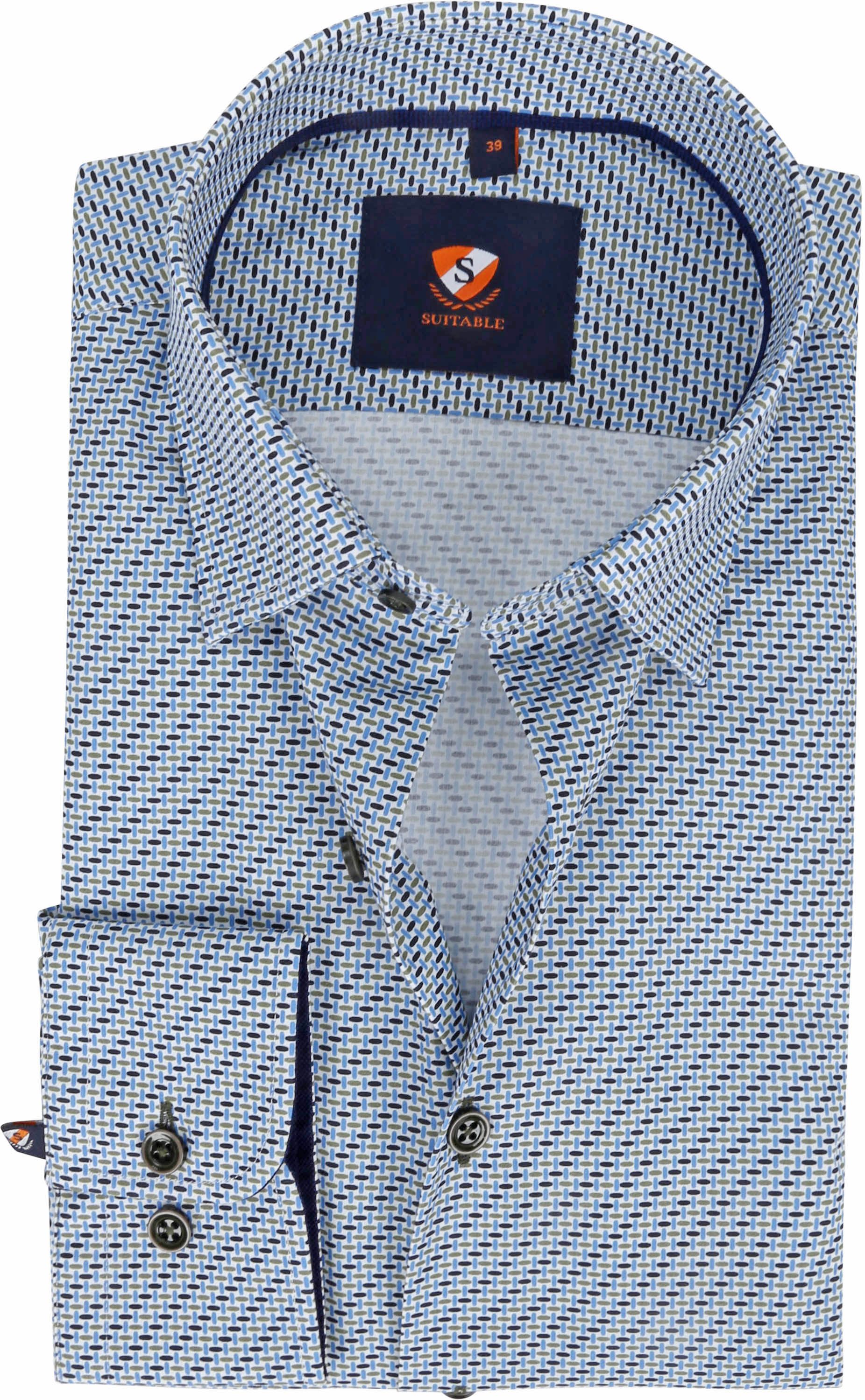 Suitable Shirt 227-3 Drip Drop Blue Green Multicolour size 15 3/4