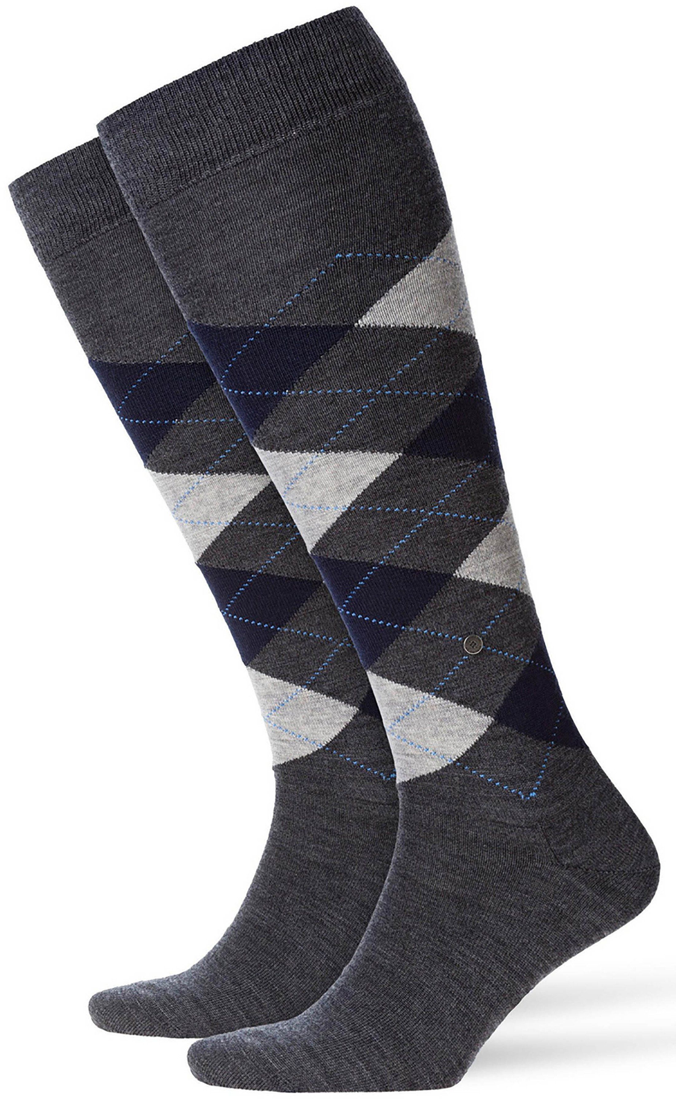 Burlington Edinburgh Knee Socks Dark 3194 Grey Dark Grey size 40-46