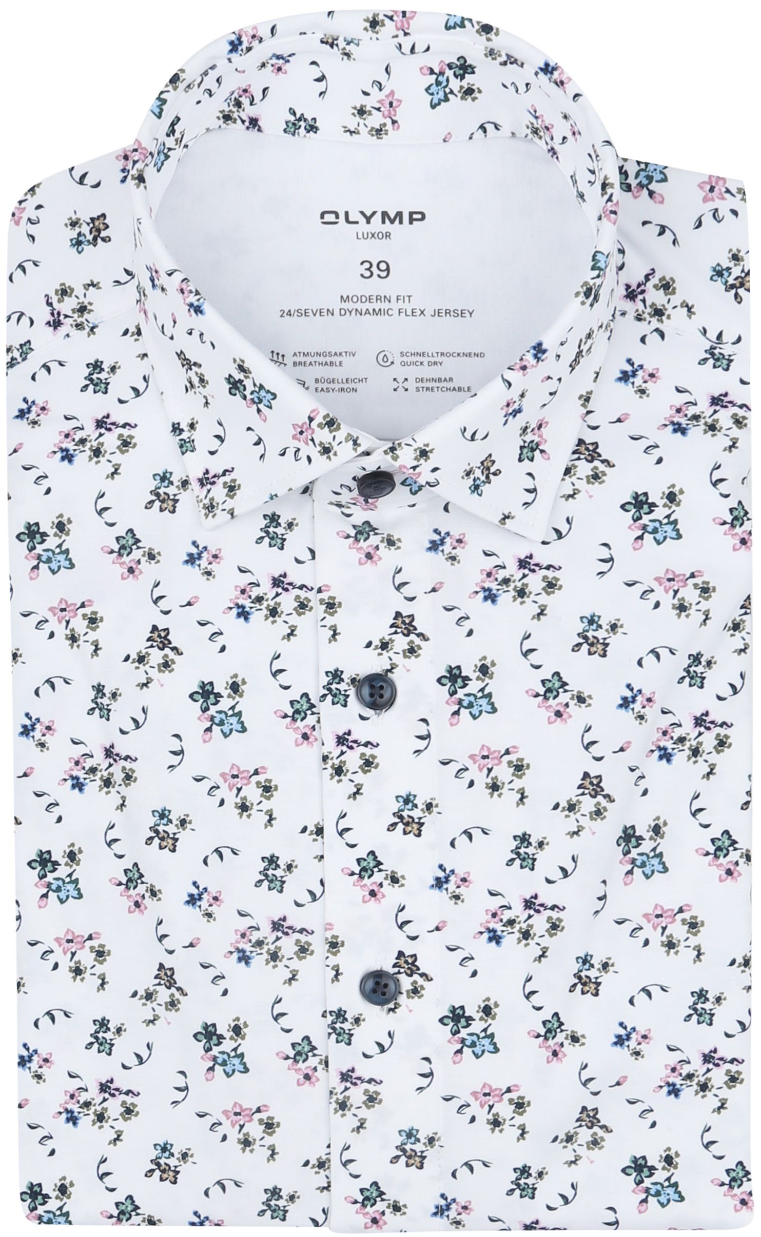 OLYMP Luxor Overhemd 24/Seven Print Wit 133674-00 kopen | Suitable