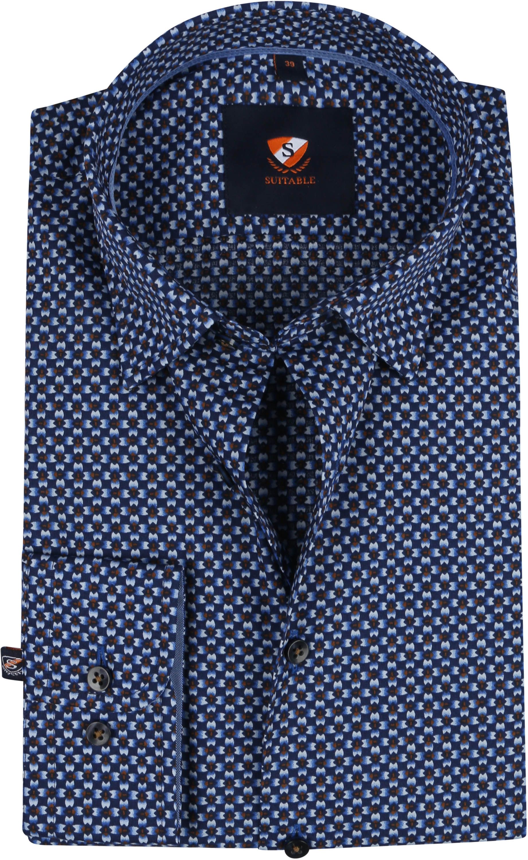 Suitable Chemise Twill Impression Marine Bleu Bleu foncé taille 38