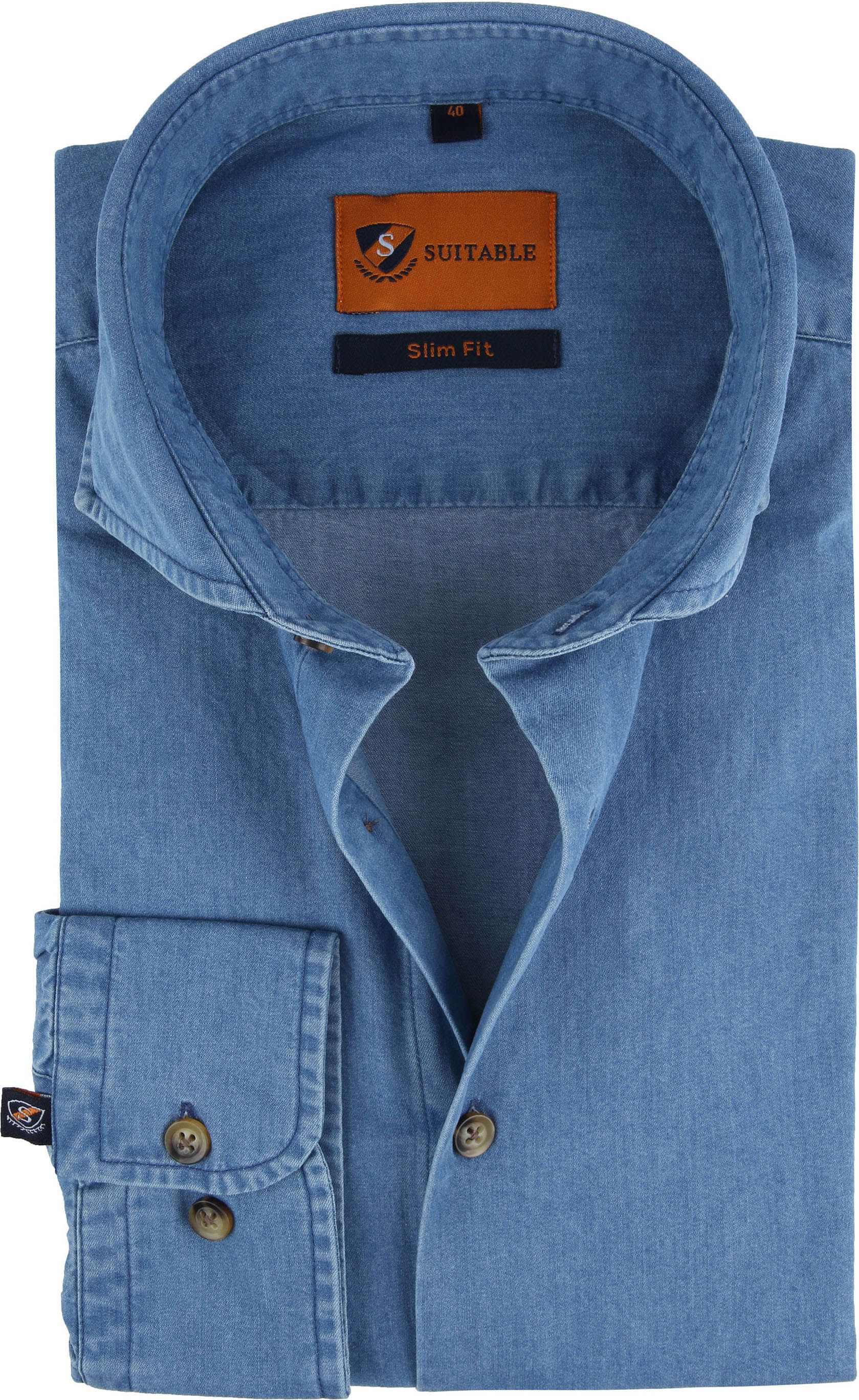 Suitable Shirt Light Denim 156-7 Blue size 16 1/2