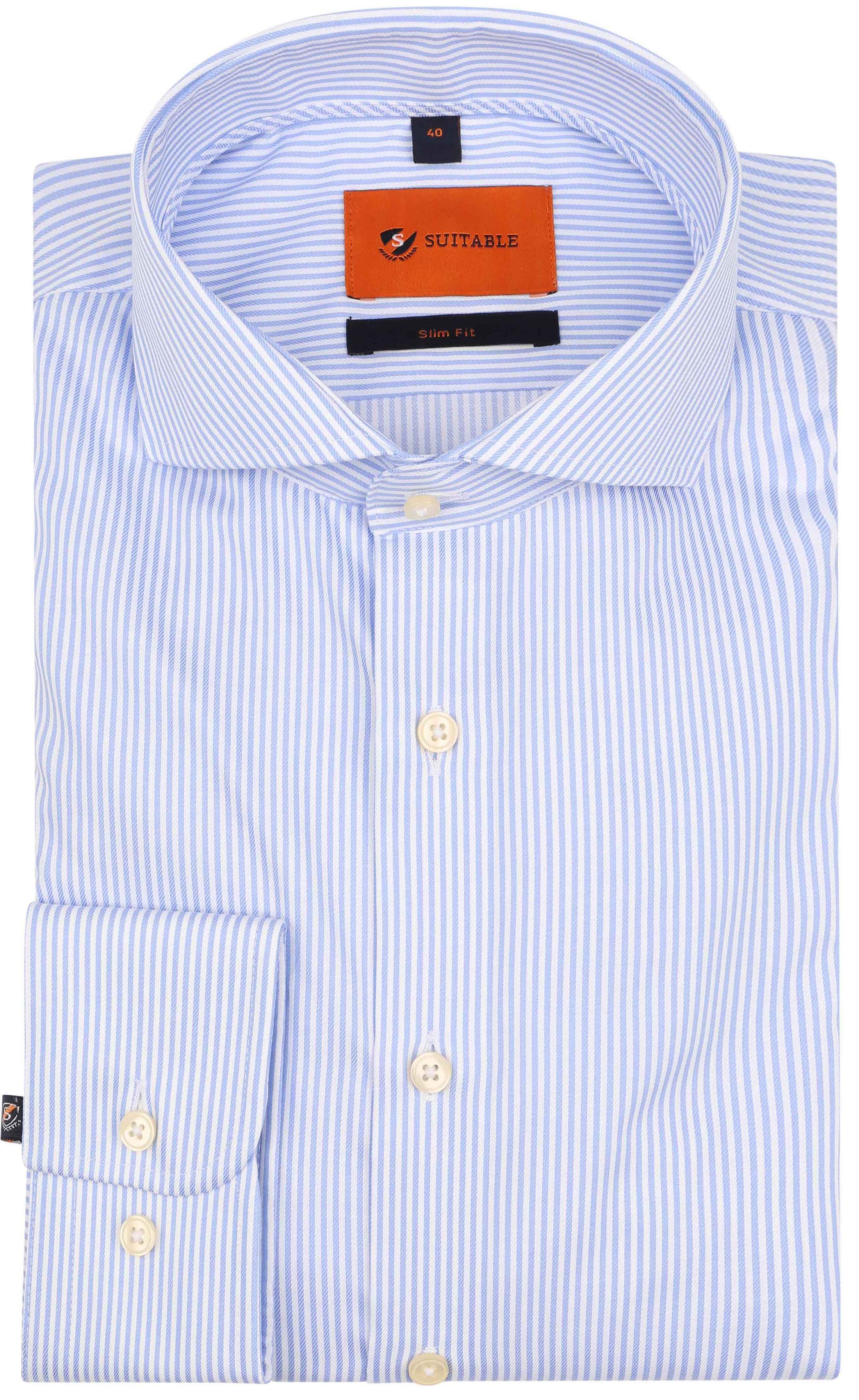 Suitable Overhemd Lichtblauw Streep 240-6 CaW non-iron str kopen | Suitable