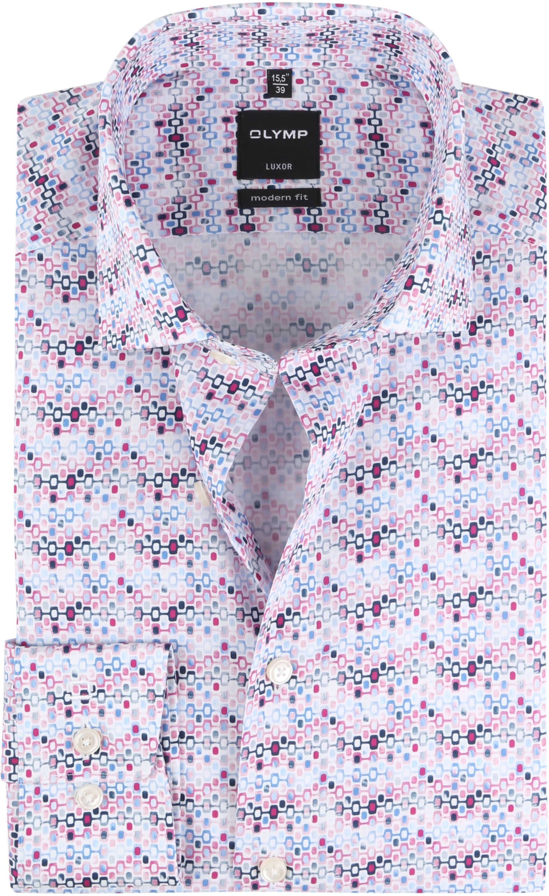 OLYMP Shirt Luxor MF Printed Pink size 15 1/2