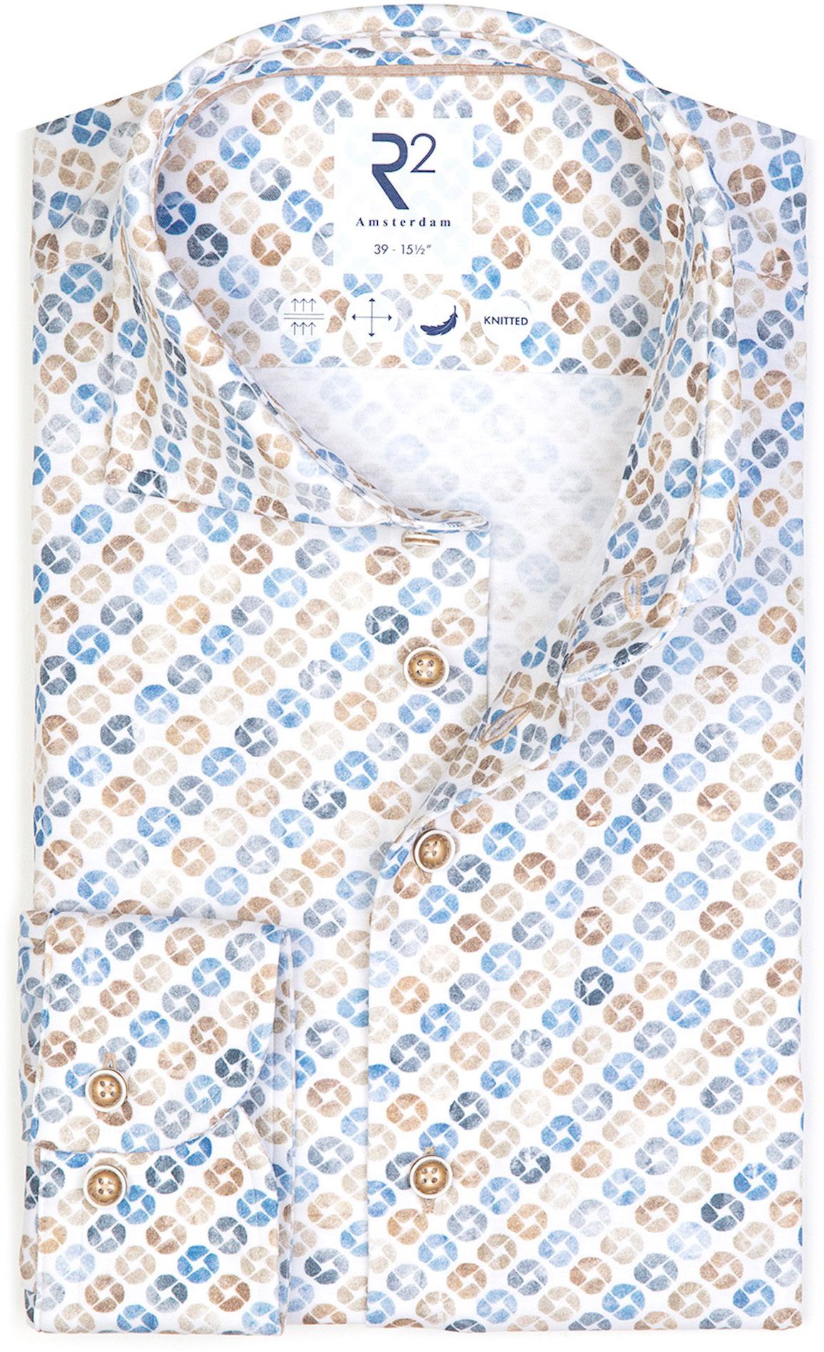 R2 Knitted Knitted Shirt Beige Blue order online | 120.WSP.079-045 | Suitable Lithuania