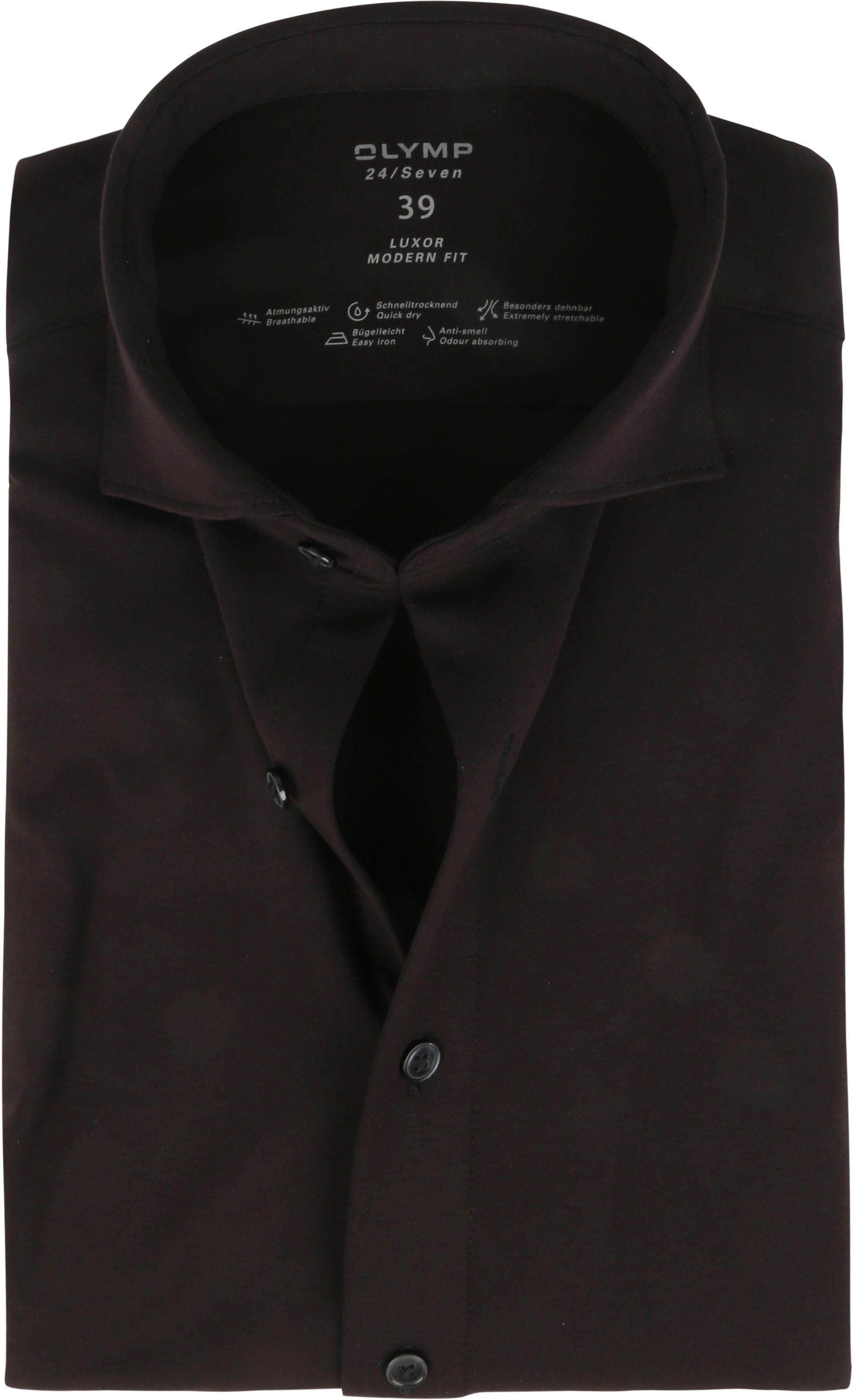 OLYMP Luxor Jersey Stretch Shirt 24/Seven Black size 15
