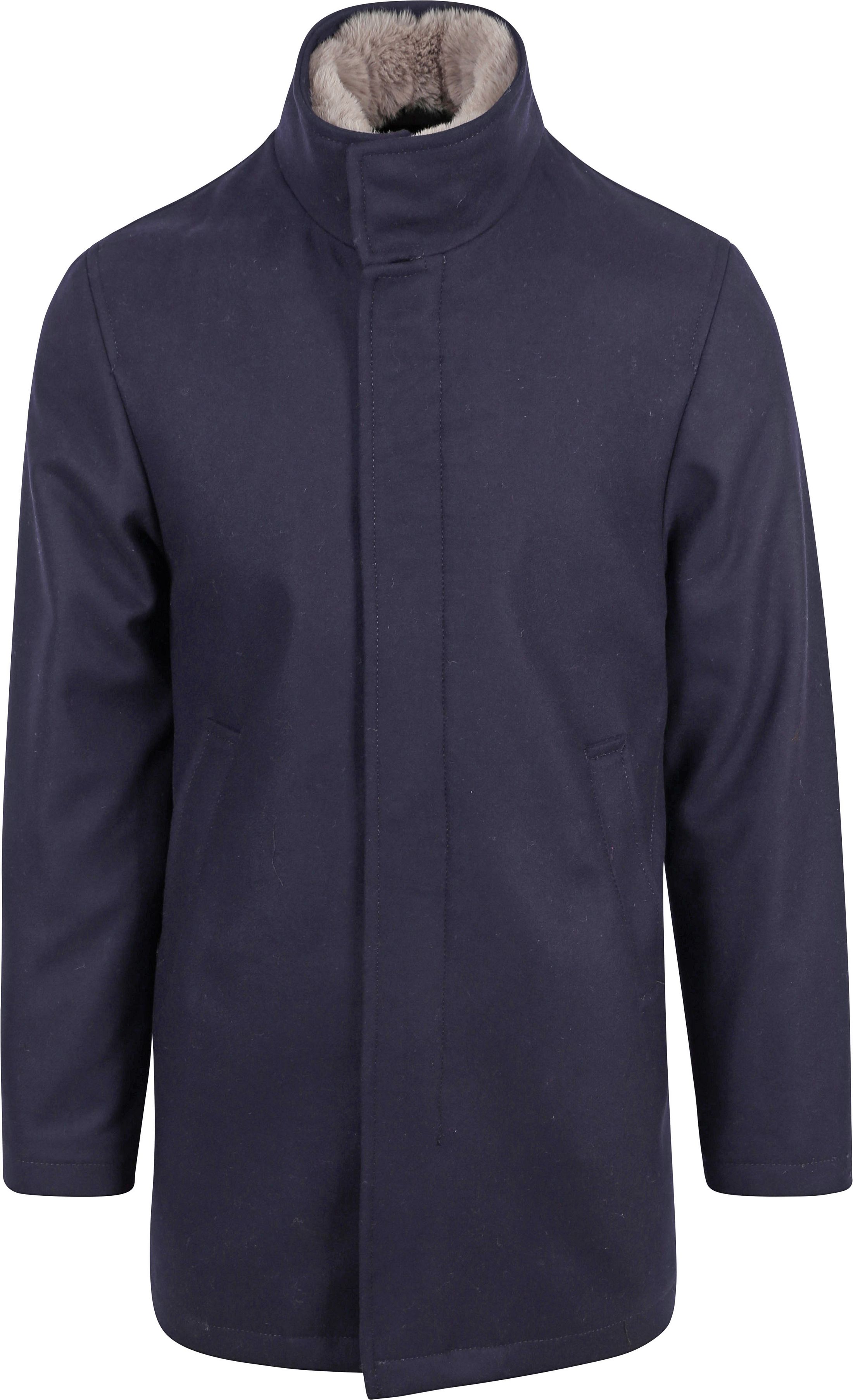 Suitable Hirsch Coat Wol Blend Navy 9060-2652 navy kopen | Suitable