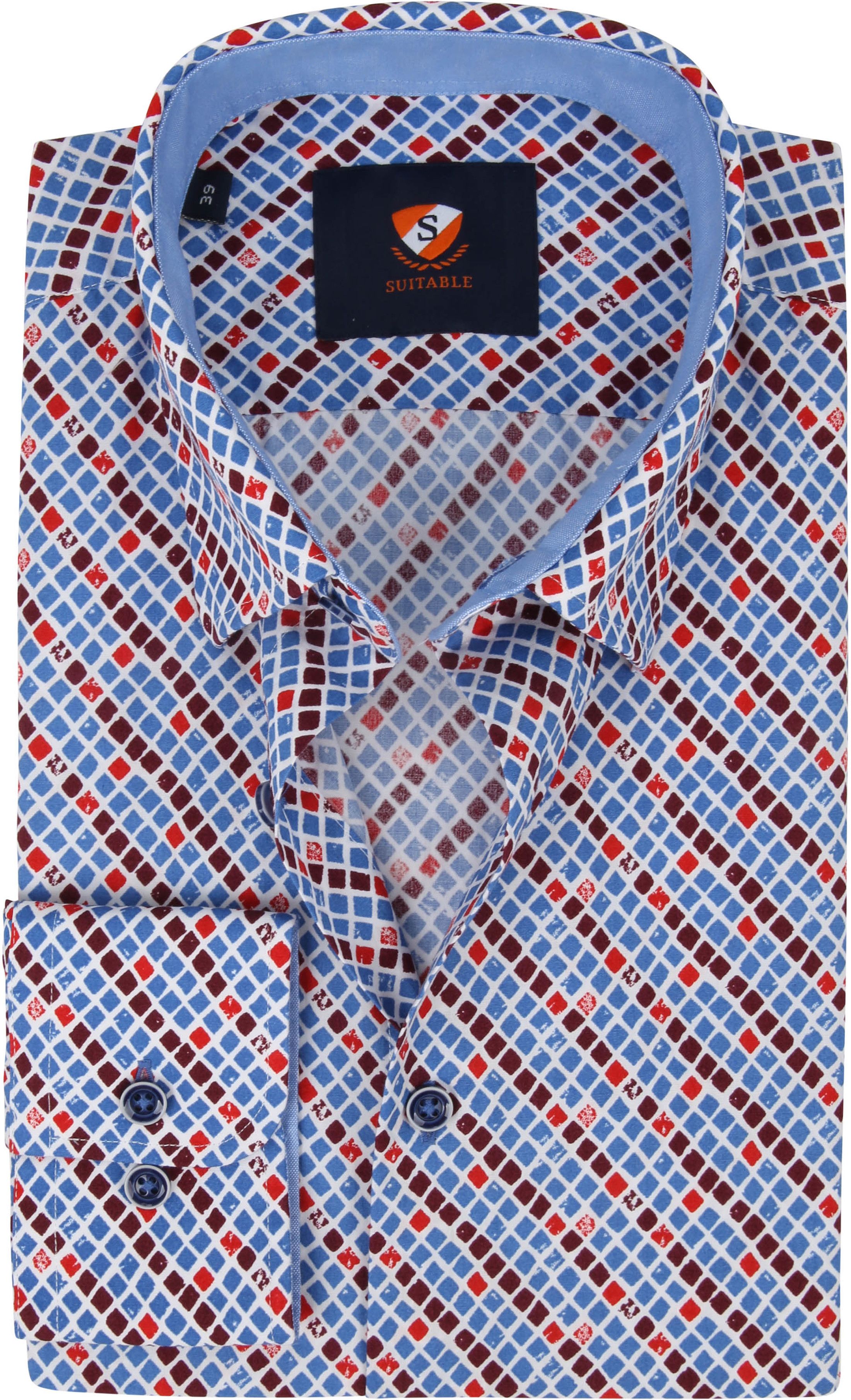 Suitable Chemise Carreaux Bleu Rouge Multicoloré taille 40