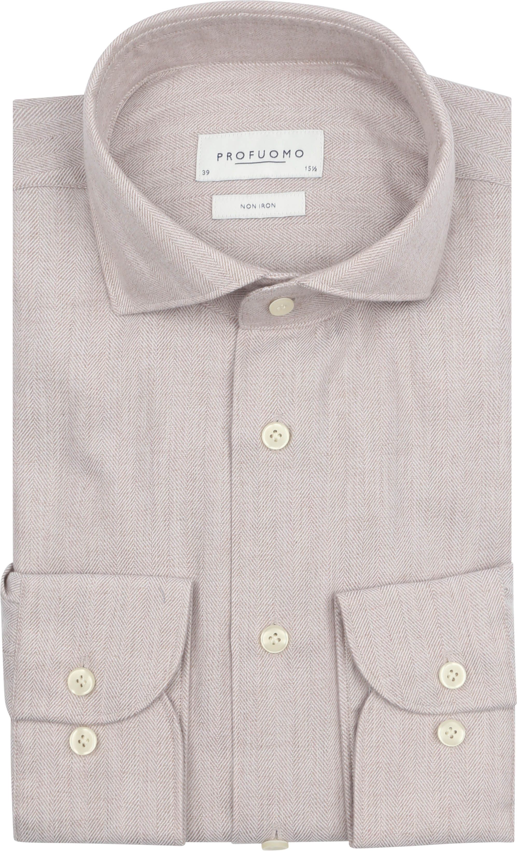 Profuomo Shirt Peached Herringbone Flanel Beige PPWH30006C-F order online | Suitable