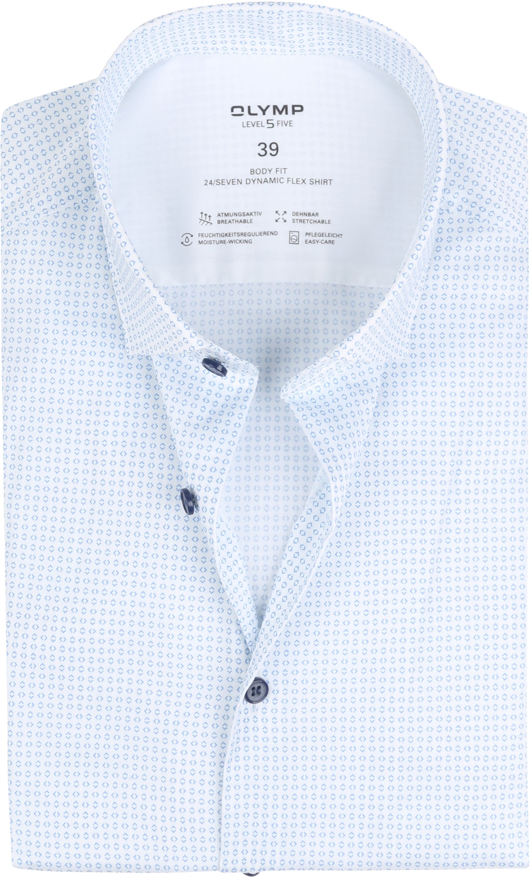 OLYMP Chemiselevel 5 24/Seven Imprimé Blanc Bleu clair Bleu taille 37