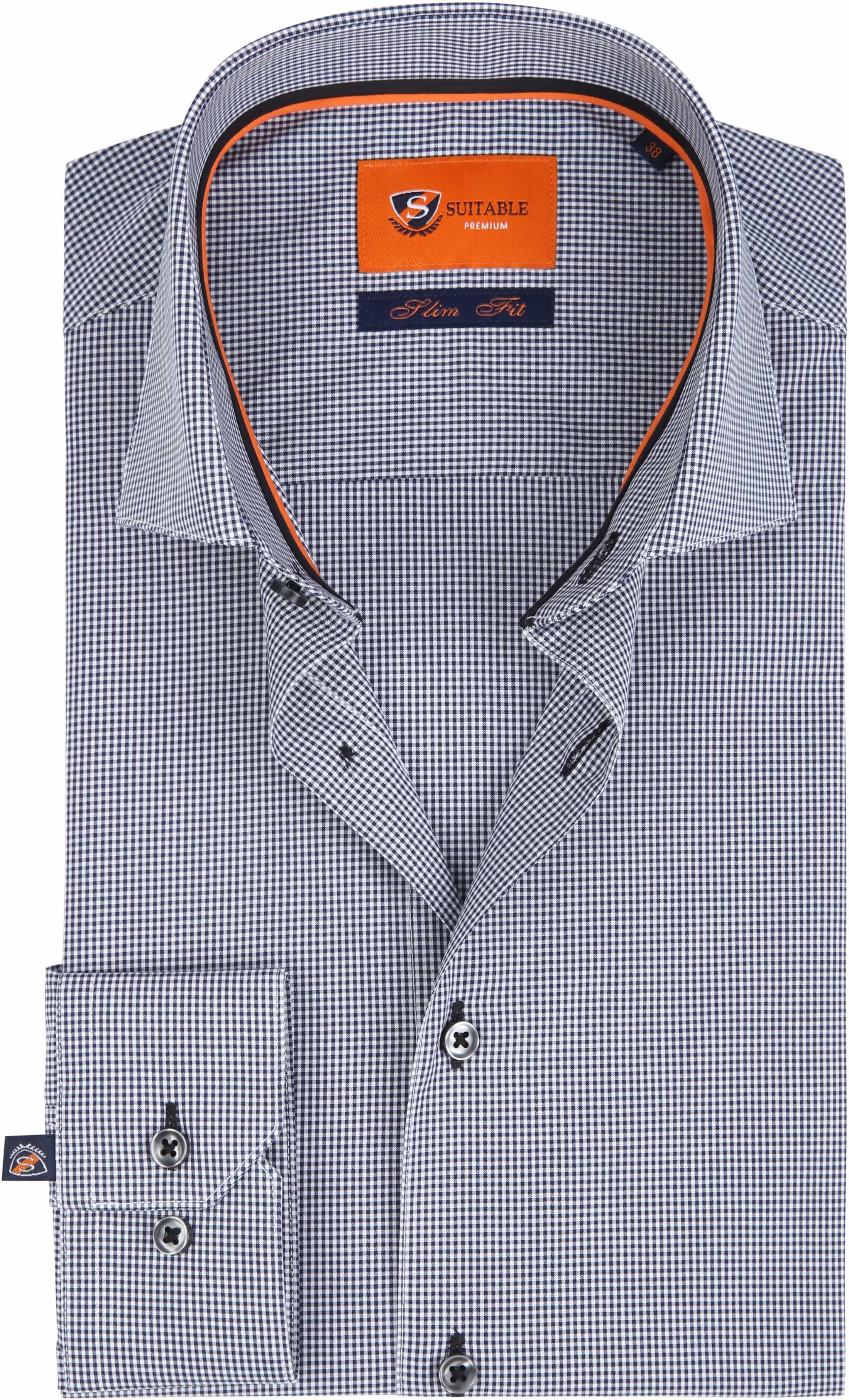 Suitable Chemise Coupe Slim Carreaux Anthracite Gris taille 39