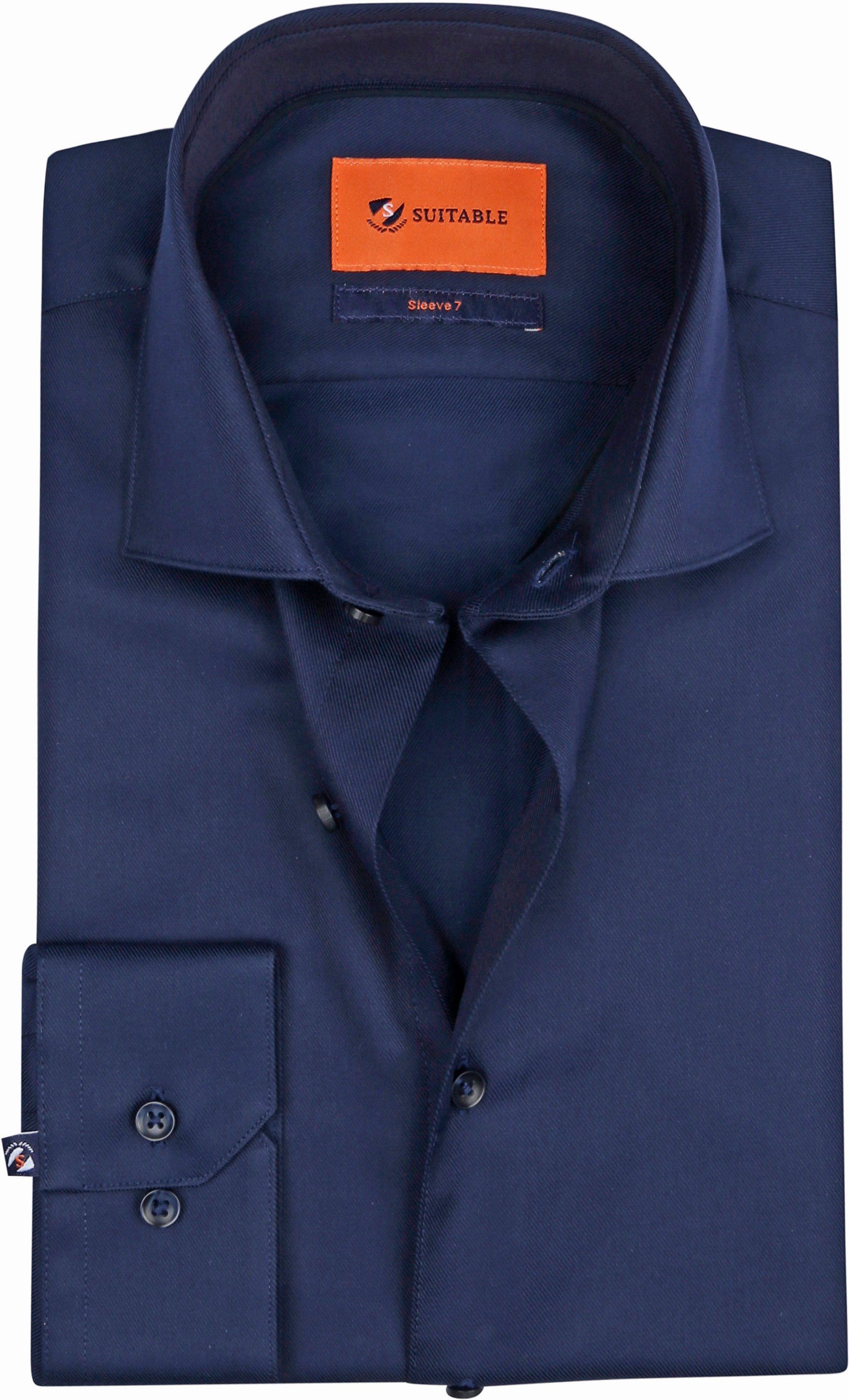 Suitable Shirt Sleeve 7 Twill Navy Blue Dark Blue size 15 1/2