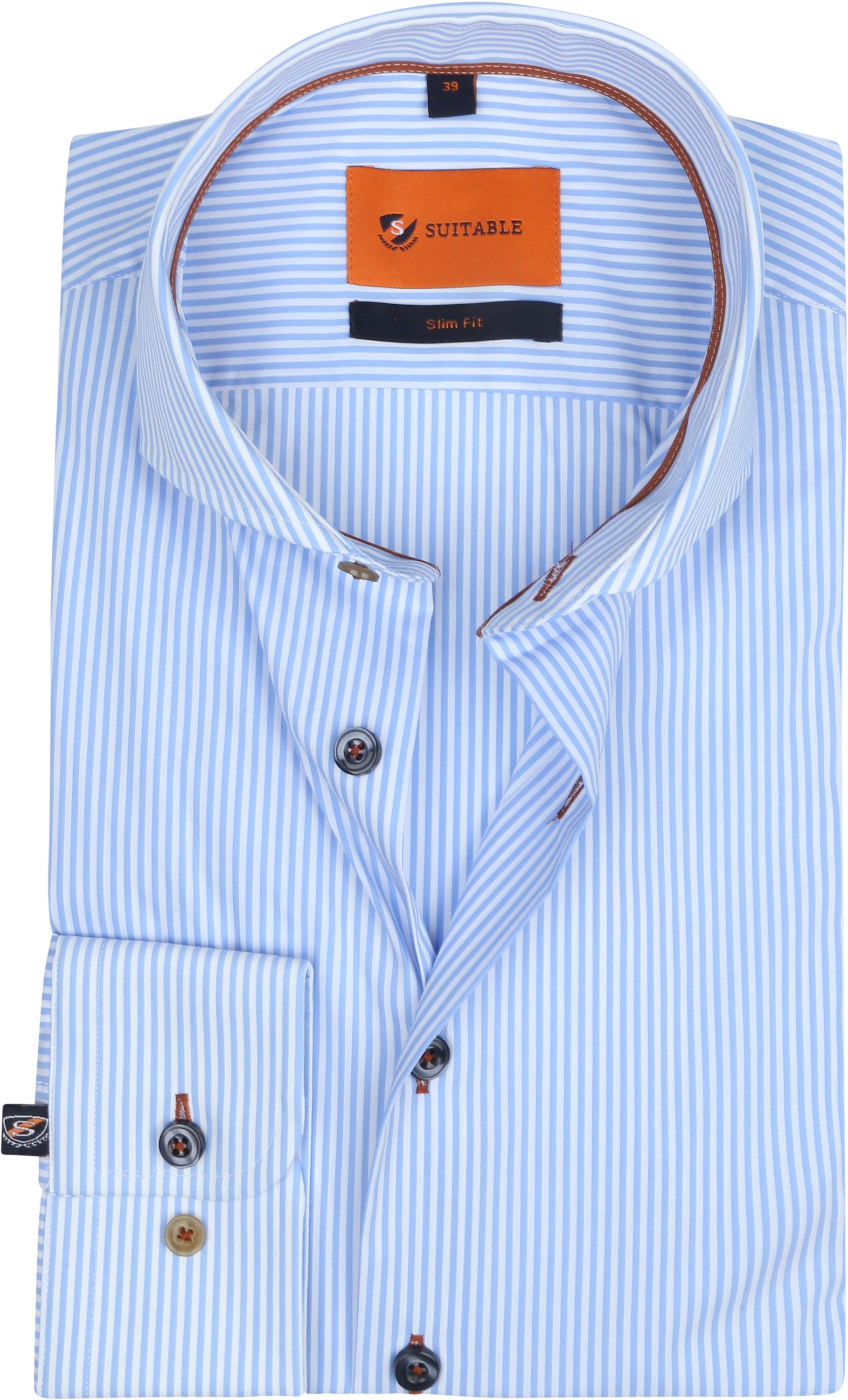 Suitable Shirt Stripes Light Light blue Blue size 15