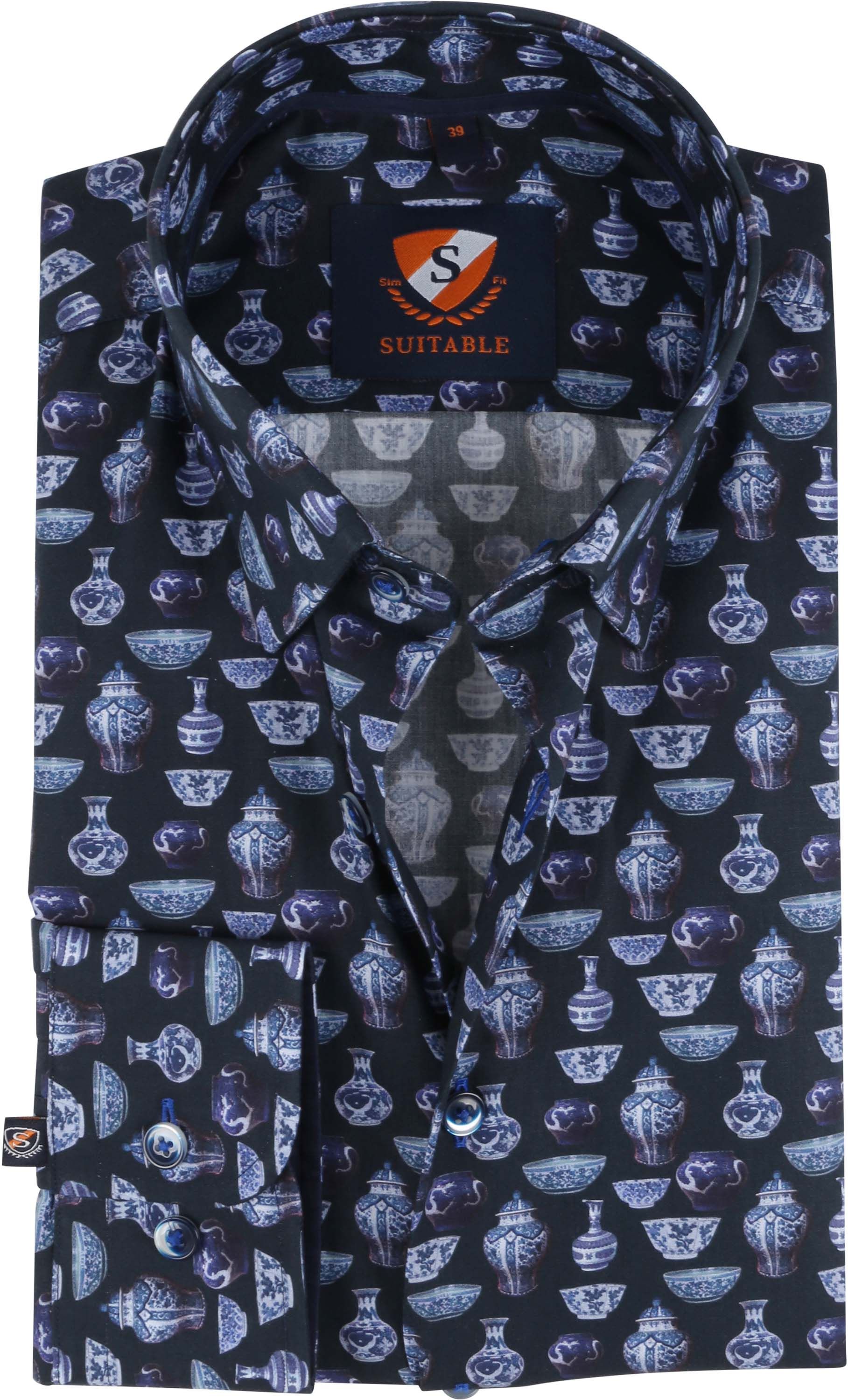 Suitable Chemise Smart HBD Chine Foncé Bleu Bleu foncé taille 39