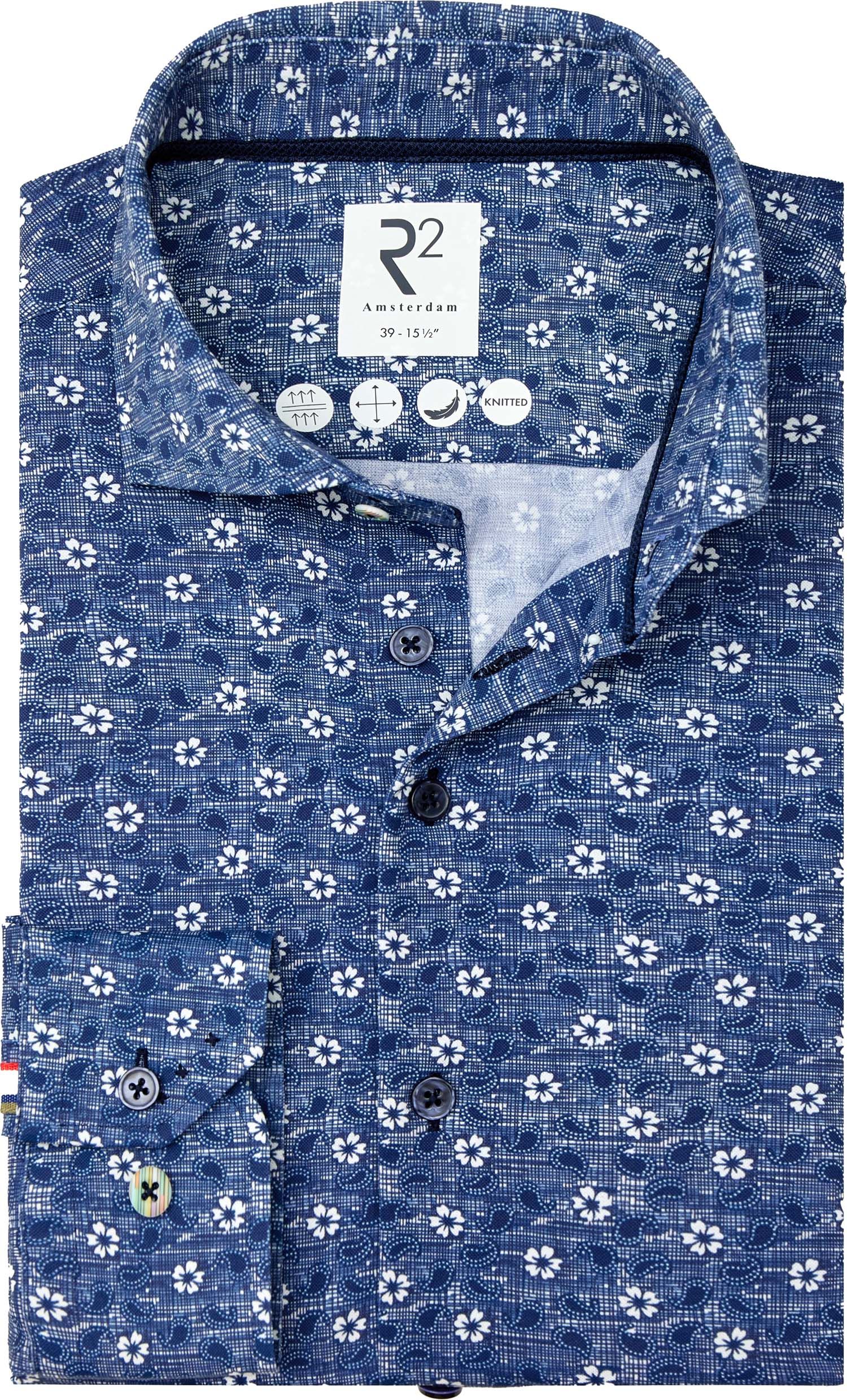 R2 Overhemd Tech Knit Flowers & Paisley Blue order online | 128.WSP.046-010 | Suitable Lithuania