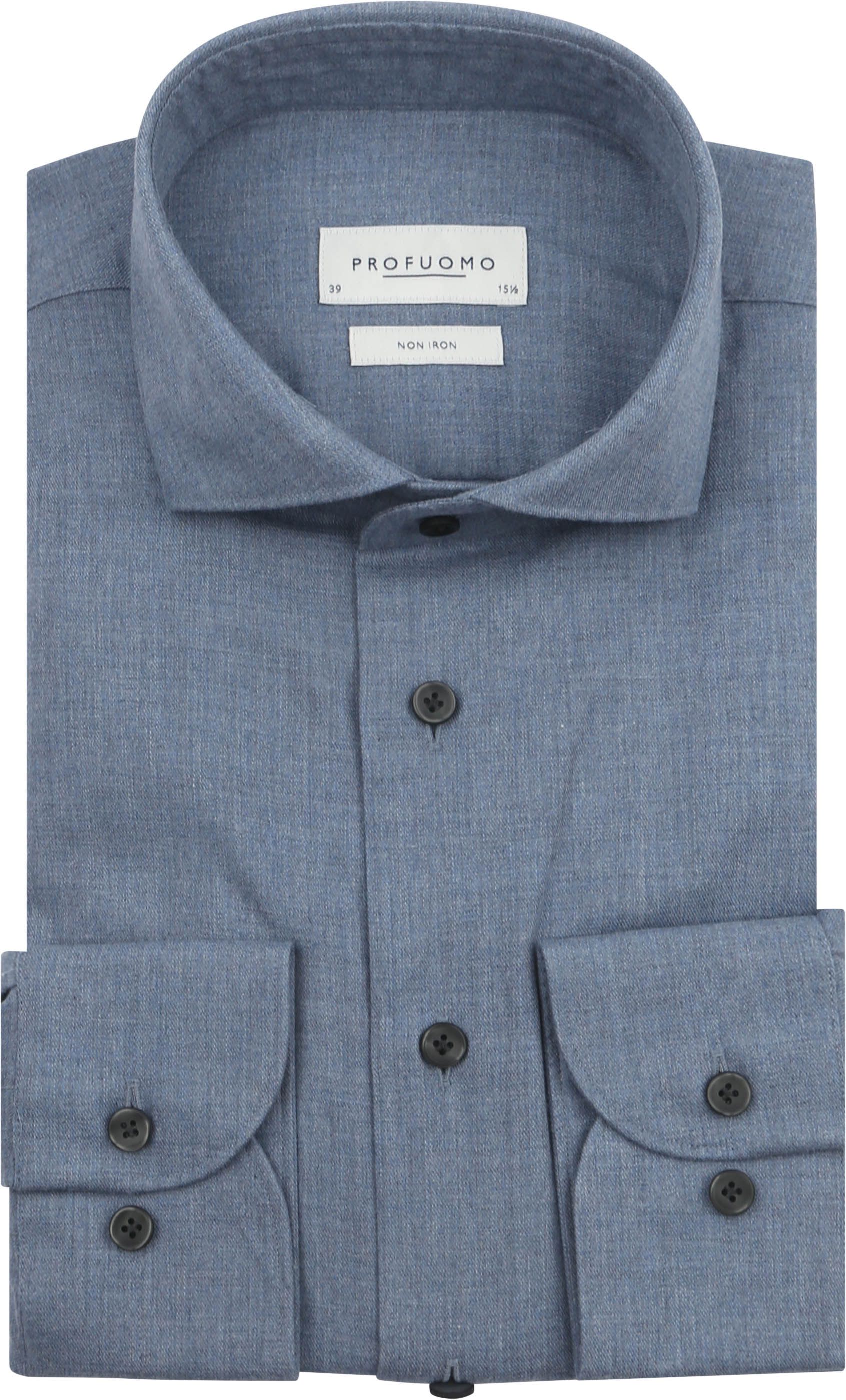 Profuomo Hemd Peached Twill Flanel Blauw kopen | Suitable