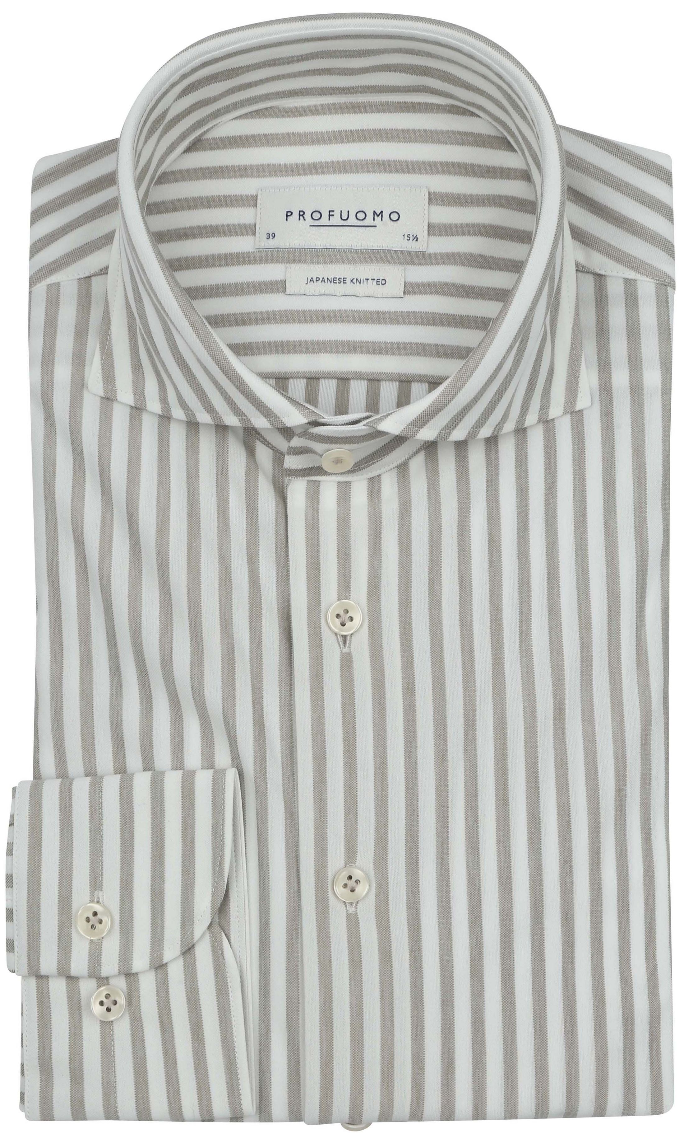 Profuomo Chemise Tricotée Japonais Rayures Beige PPVH30045B-5 commander en ligne | Suitable