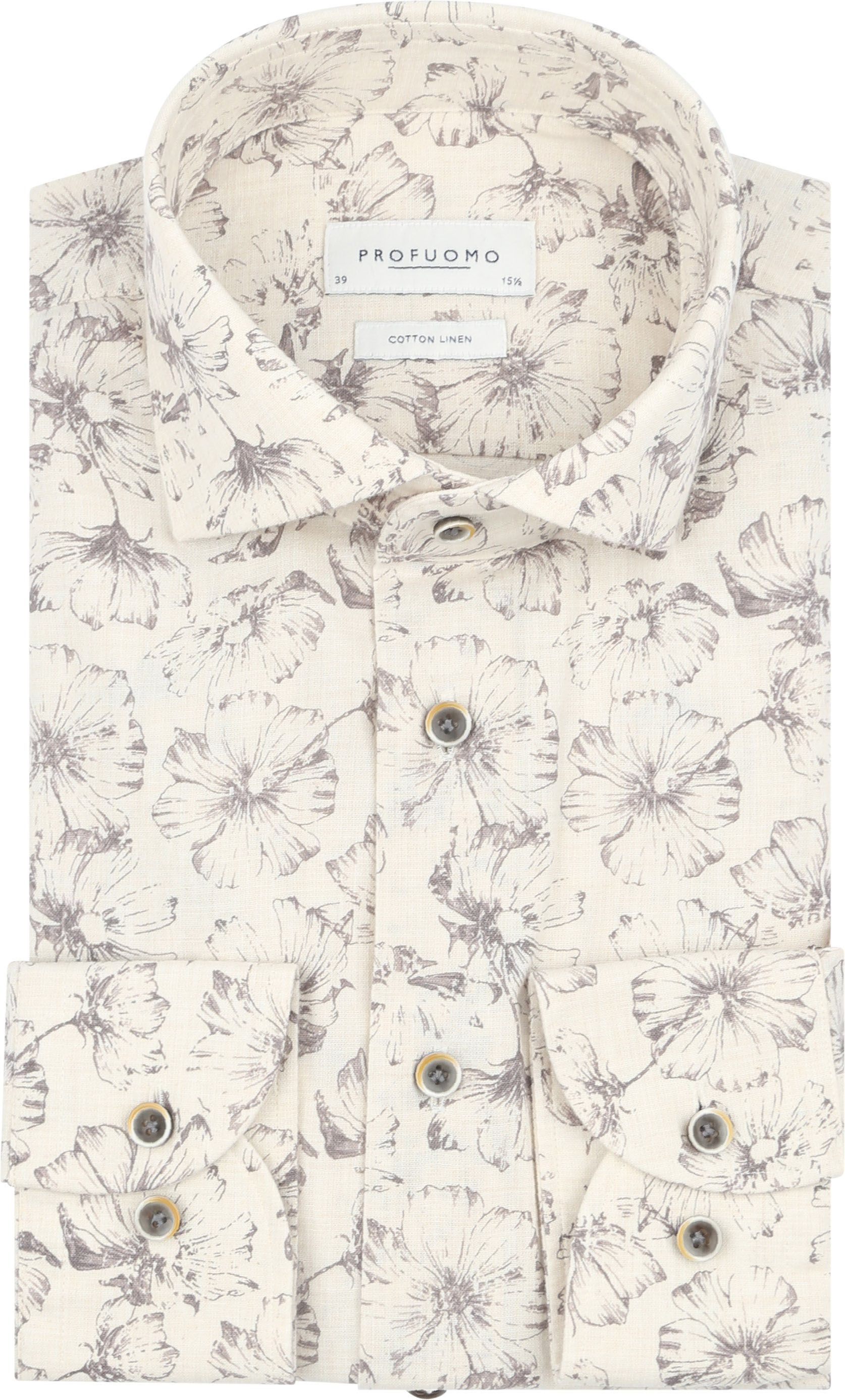 Profuomo Shirt Floral Print Beige order online | PPWH10013A-F | Suitable Lithuania