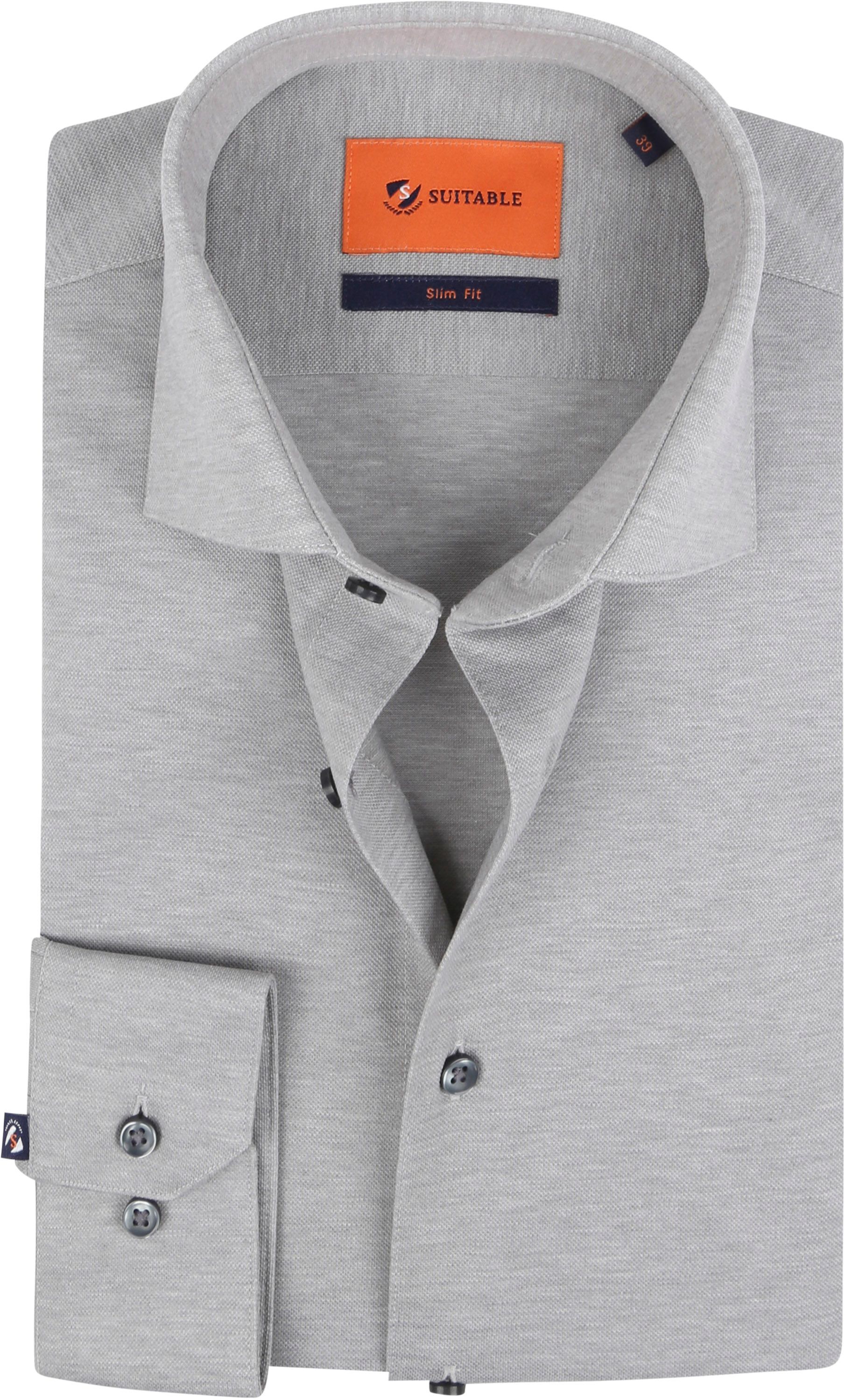 Suitable Shirt Pique Gray Grey size 15