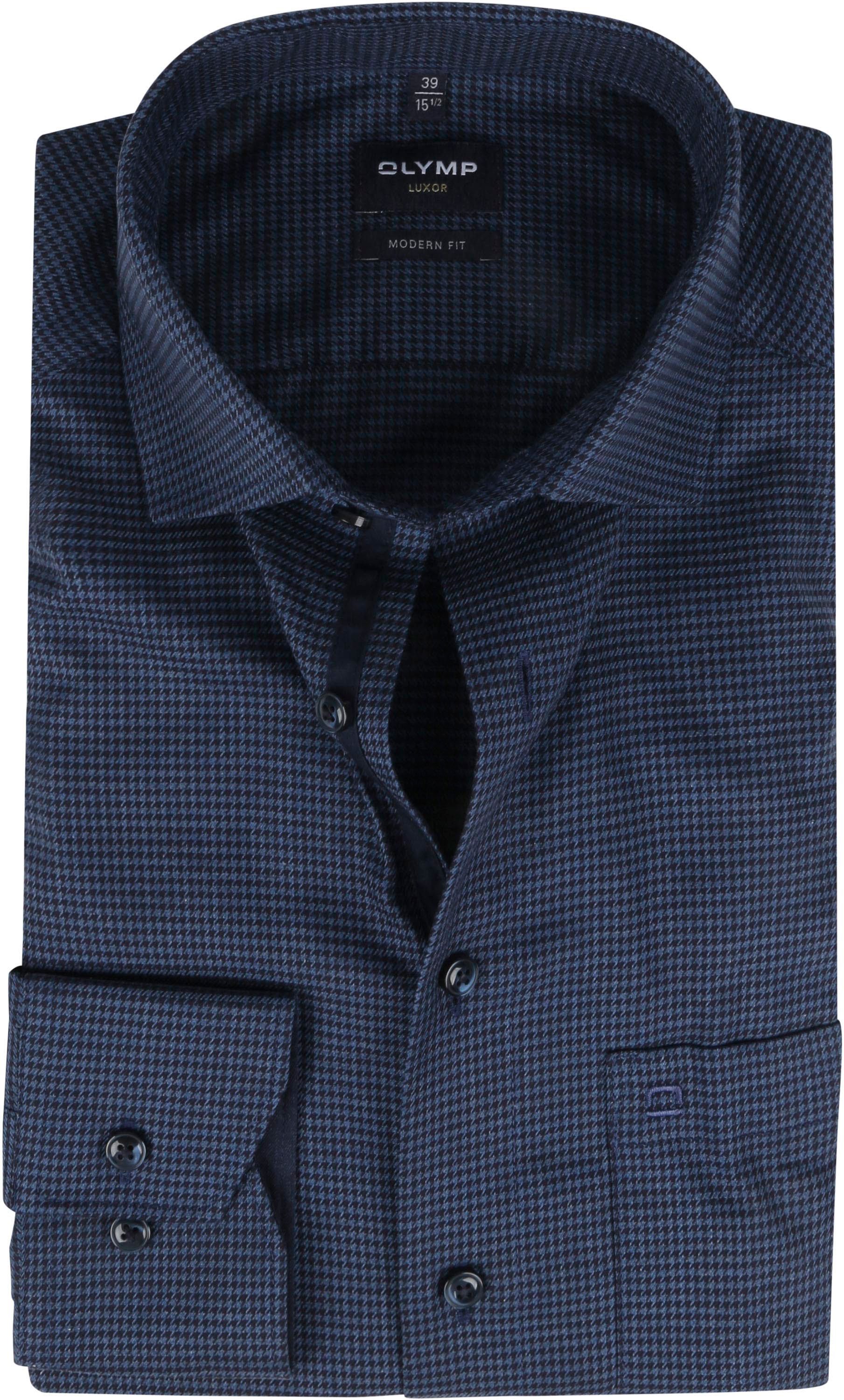 Olymp Luxor Modern Fit Shirt Pied De Poule Dark Blue Dark Blue size 15