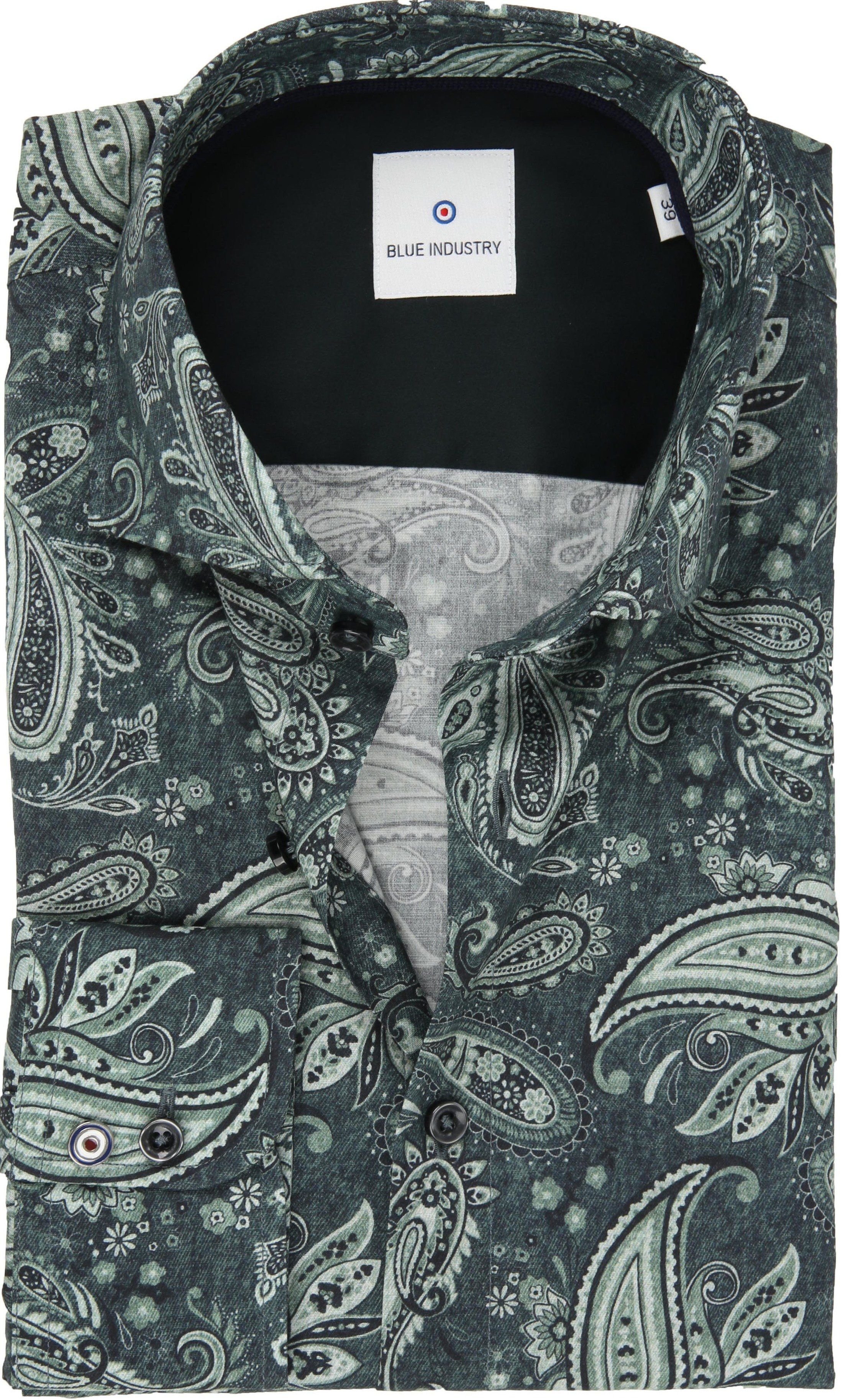 Blue Industry Shirt Paisley Green size 15