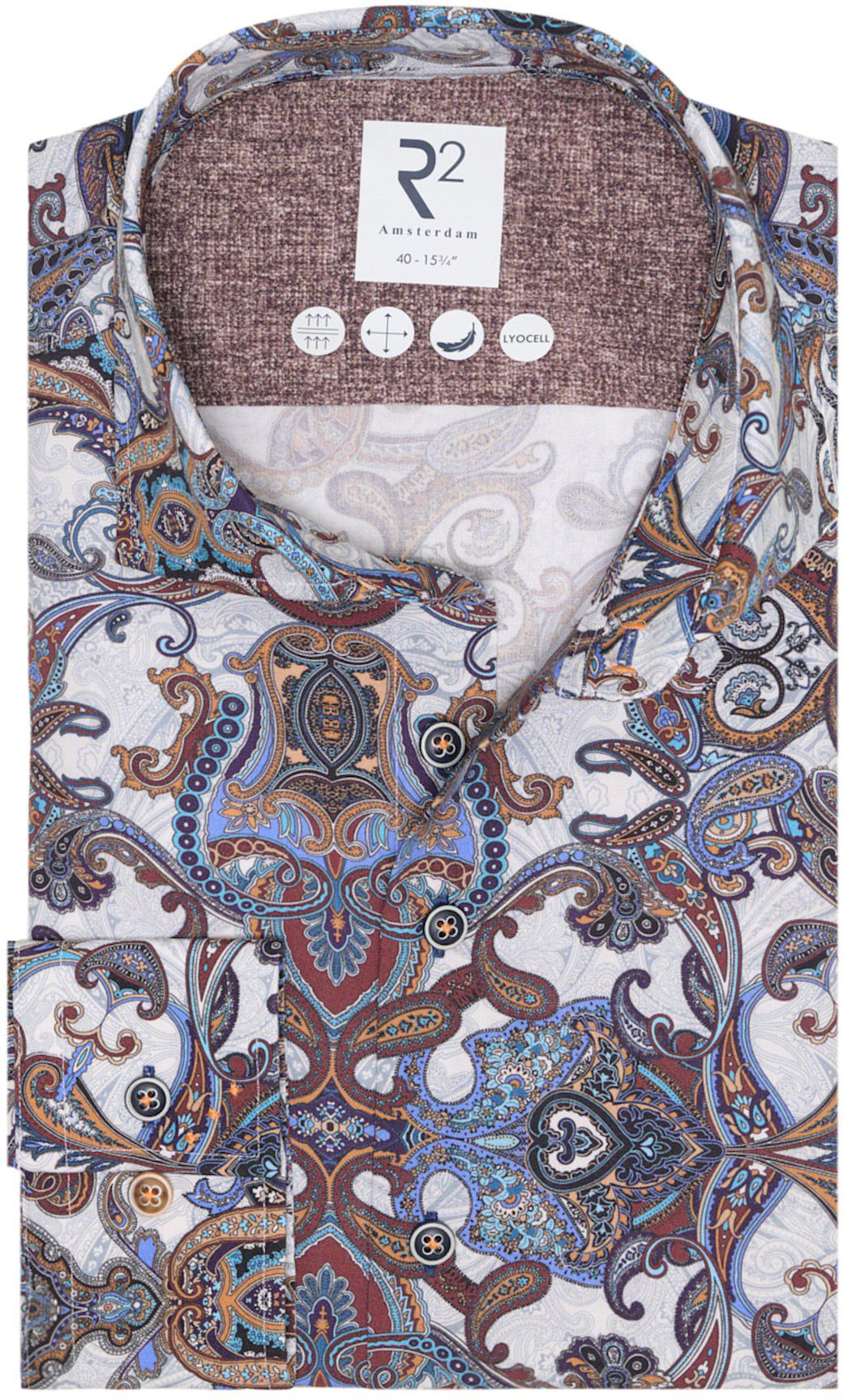R2 Shirt Lyocell Paisley Multicolour 126.WSP.011-073 order online | Suitable