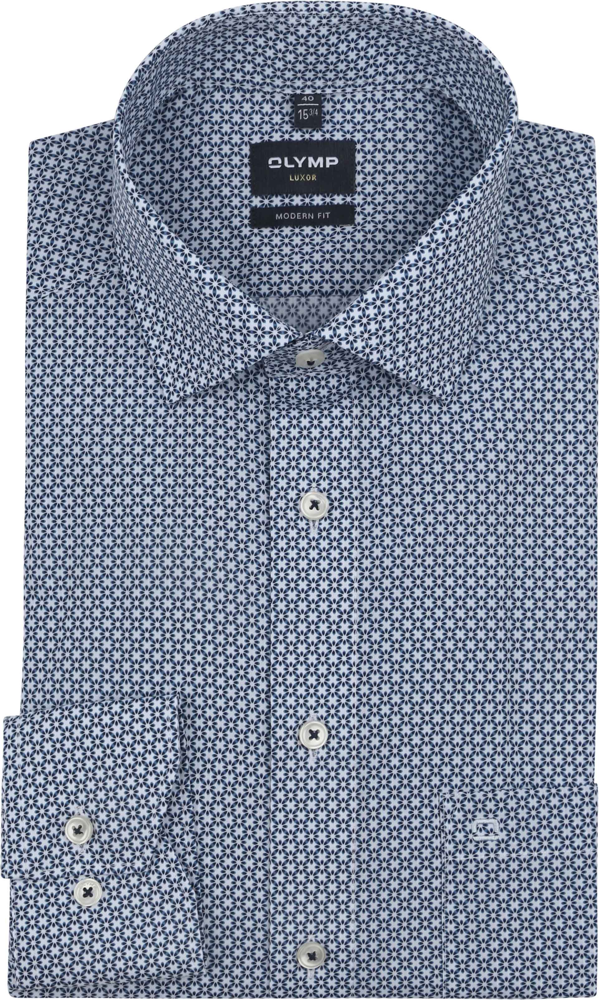 Olymp Luxor Shirt Extra Long Sleeves Floral Print Blue 124169-18 order online | Suitable