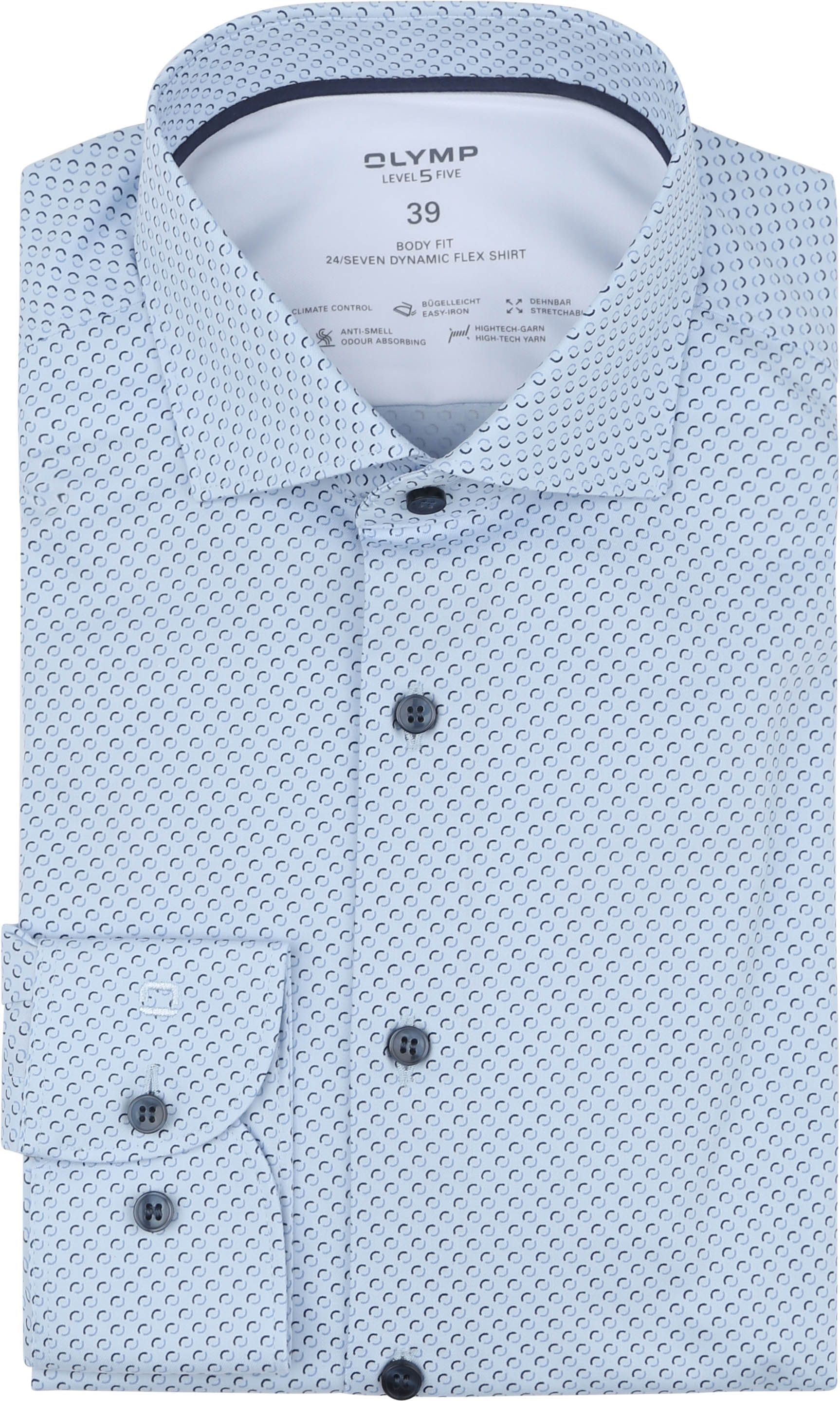 Olymp Level 5 Shirt Stretch Print Blue order online | 217254-11 | Suitable Finland