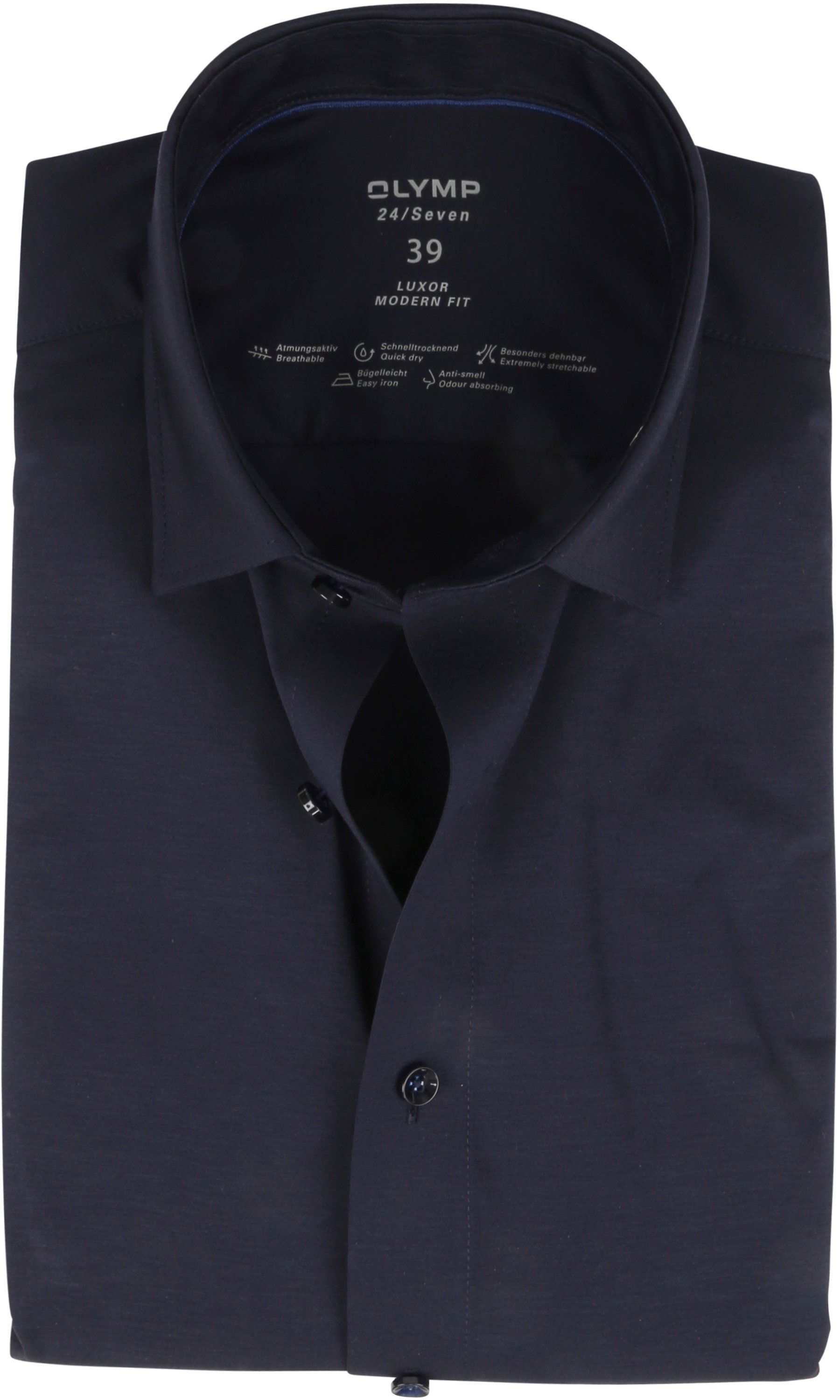 OLYMP Luxor Modern Fit Jersey Stretch 24/Seven Navy Shirt Dark Blue Blue size 15 1/2