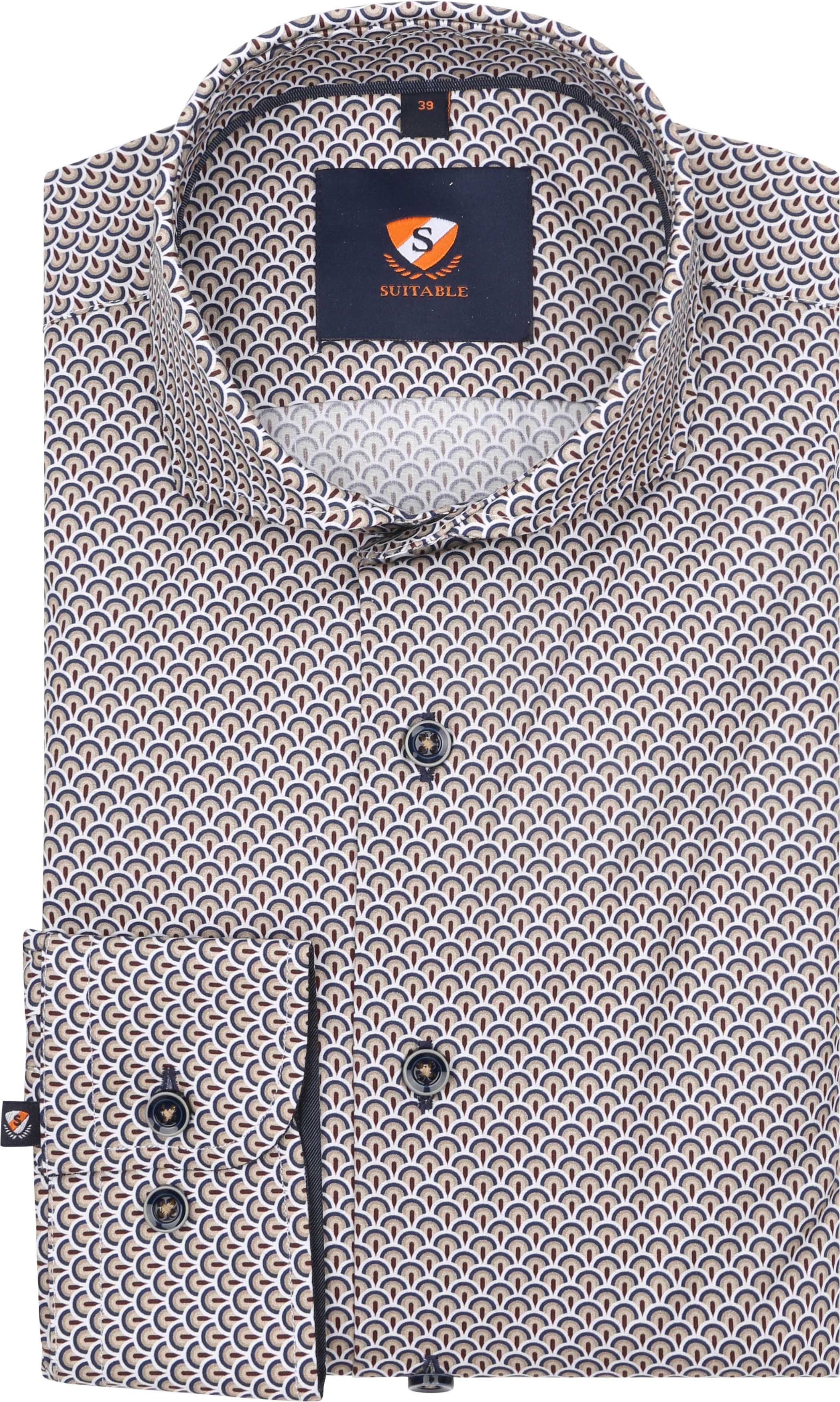 Suitable Overhemd Twill Print Beige 265-2 kopen | Suitable