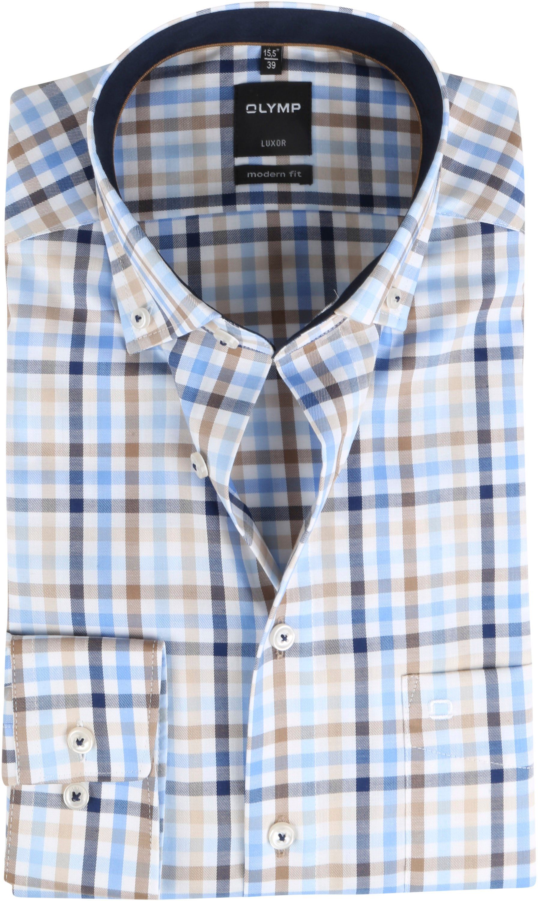 Olymp Luxor Shirt Checkered Blue size 15 1/2