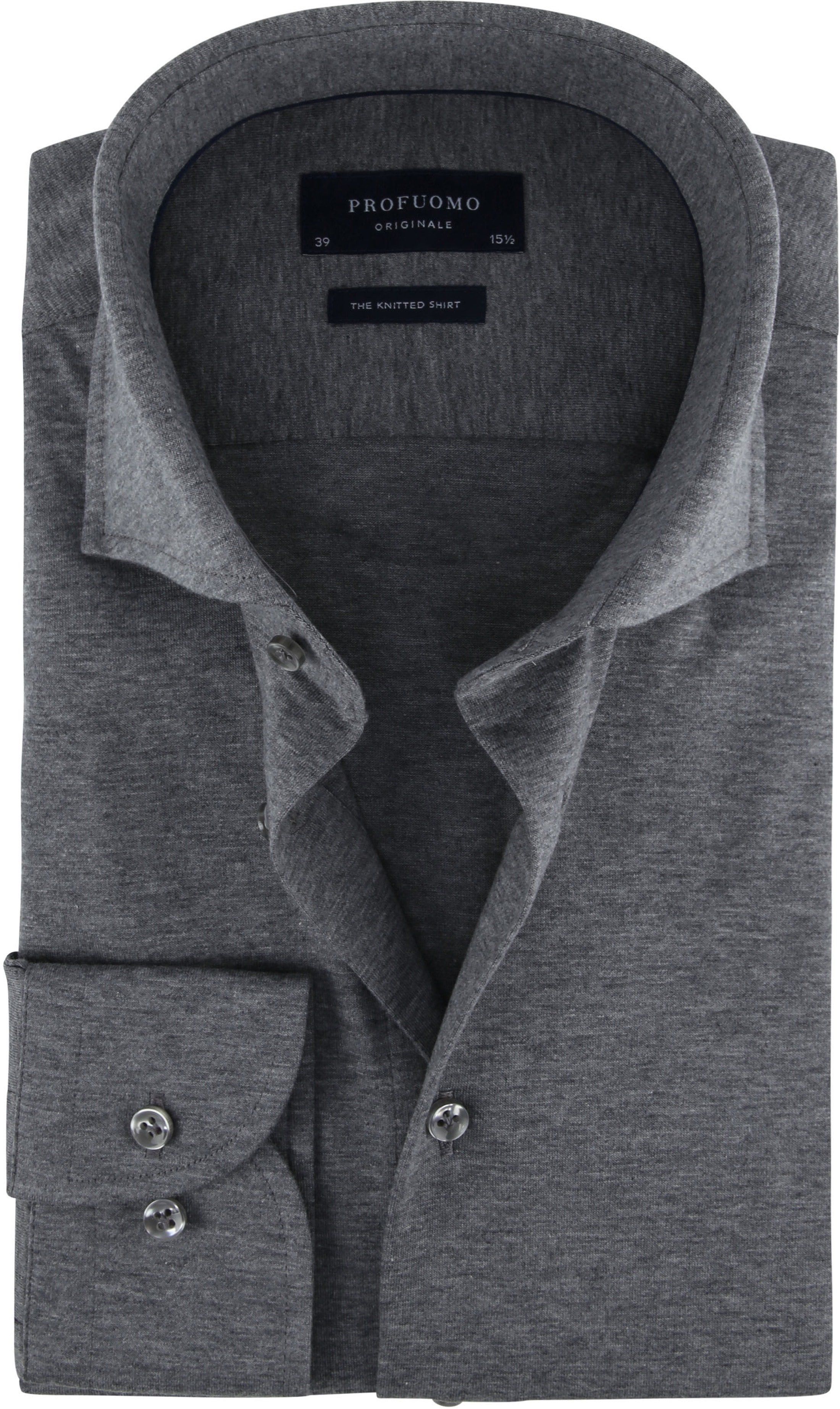 Profuomo Knitted Jersey Shirt Dark Grey Grey size 14.5