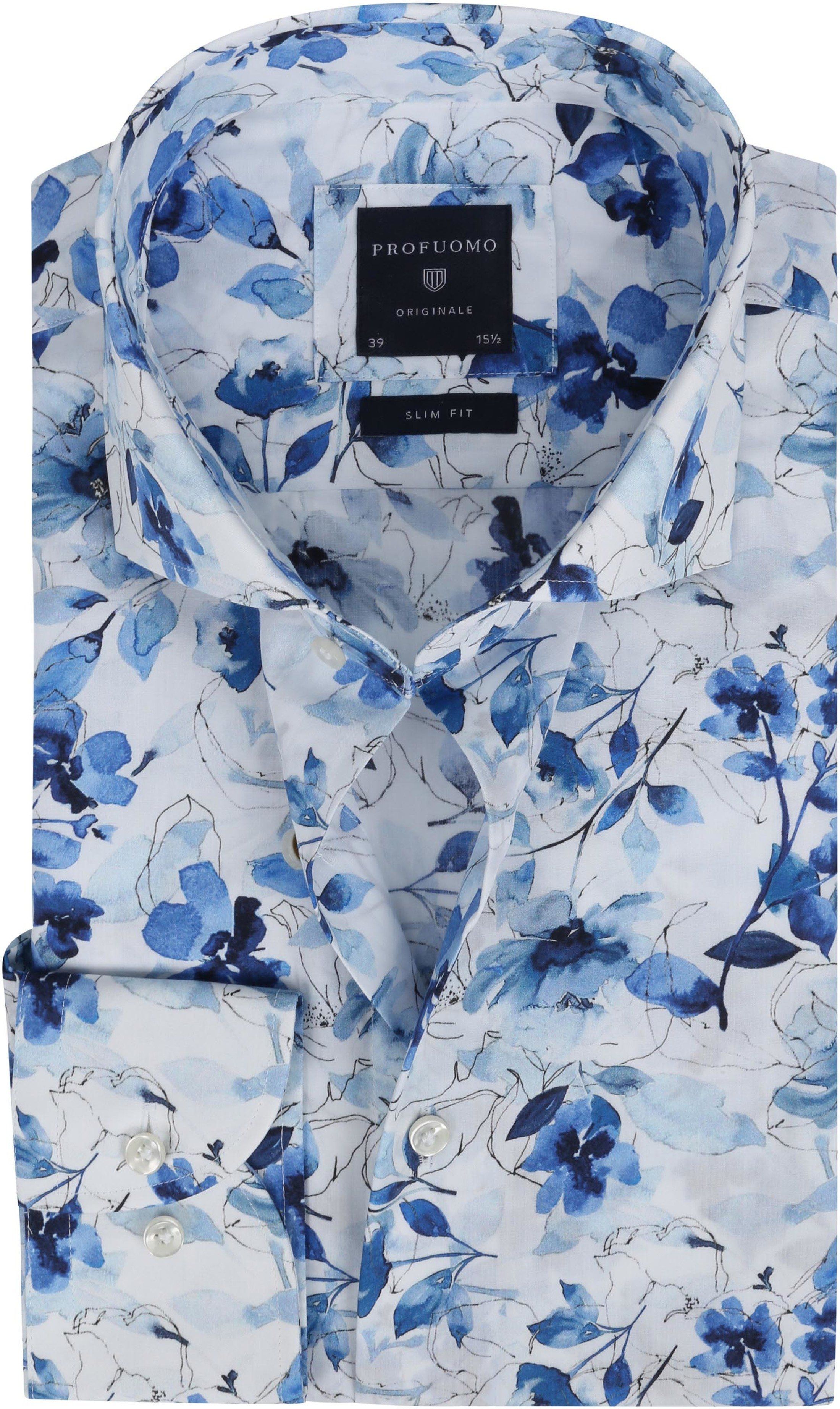 Profuomo SF Shirt Flowers Multicolour Blue White size 15 3/4